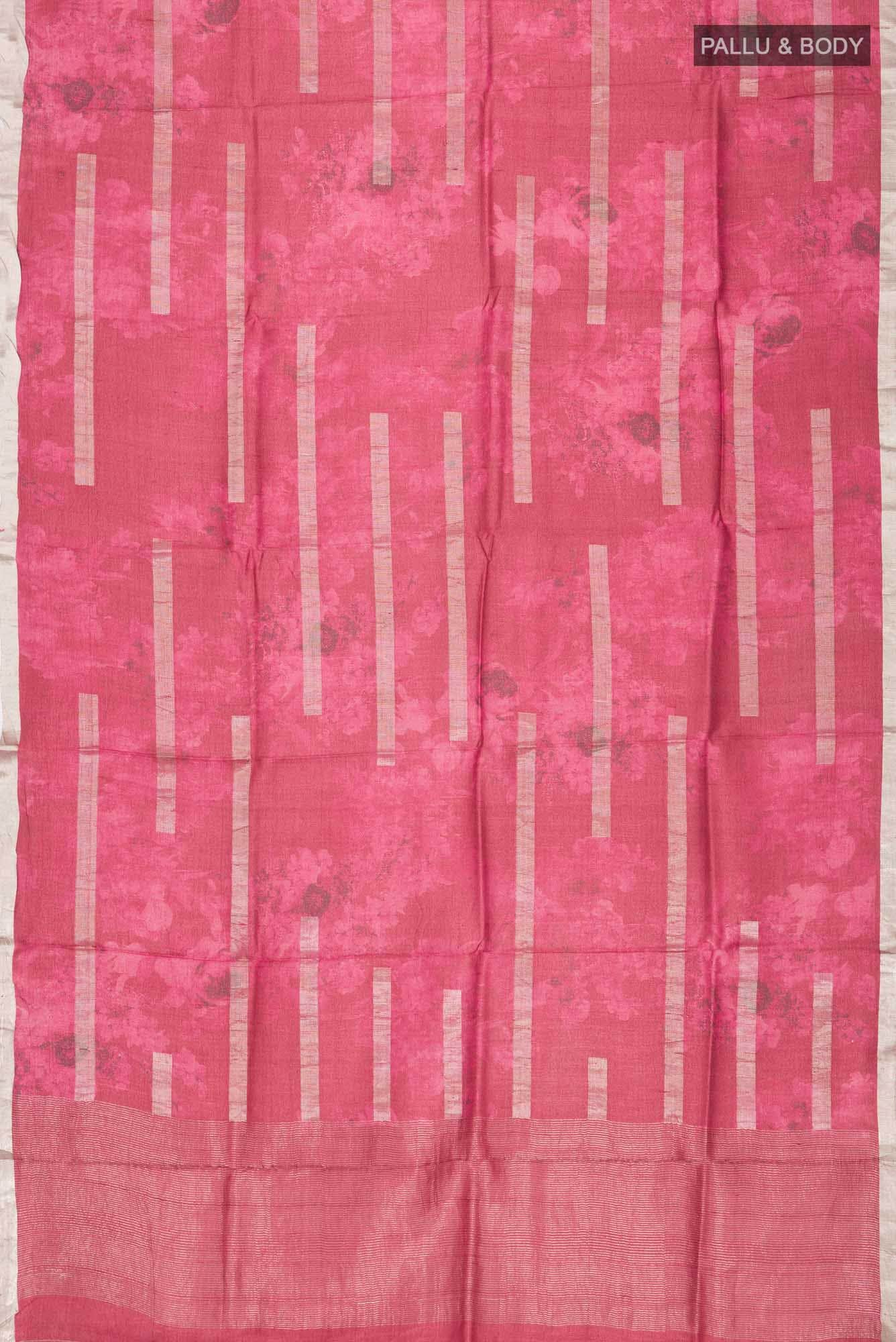 Maroon Tussar Silk Saree
