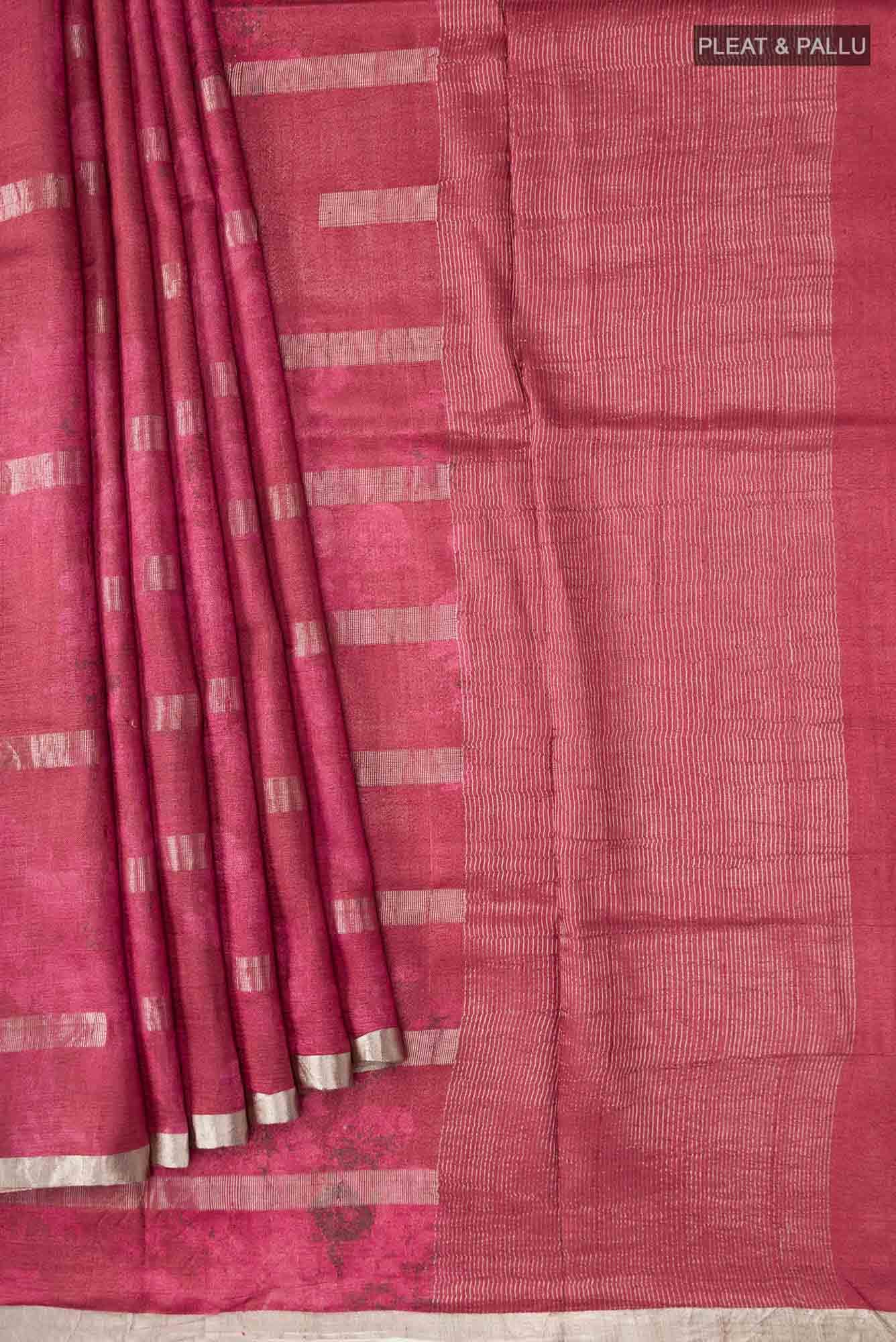Maroon Tussar Silk Saree