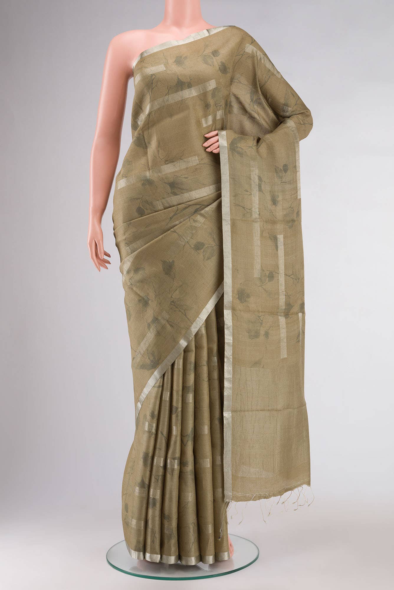 Brown Tussar Silk Saree