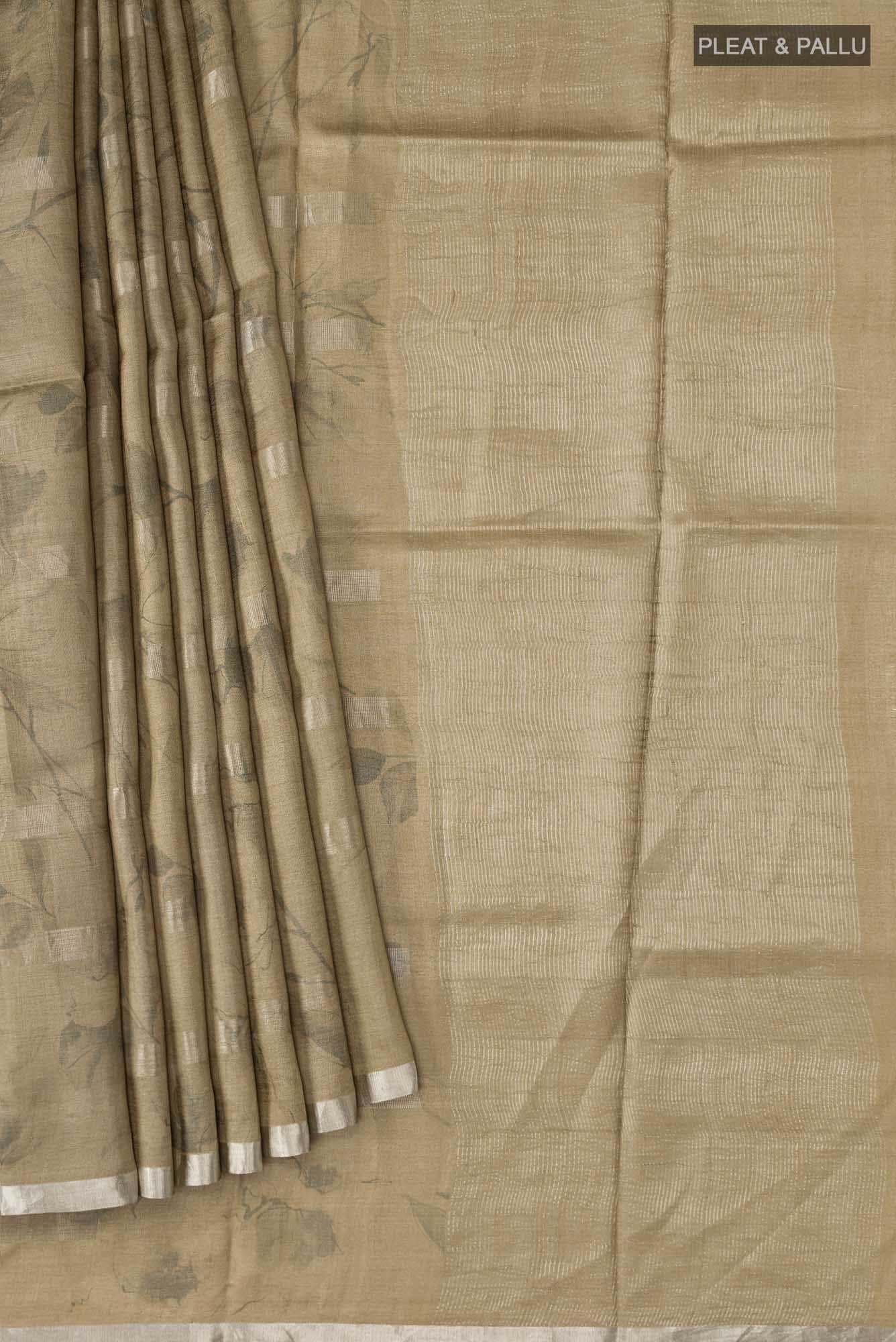 Brown Tussar Silk Saree