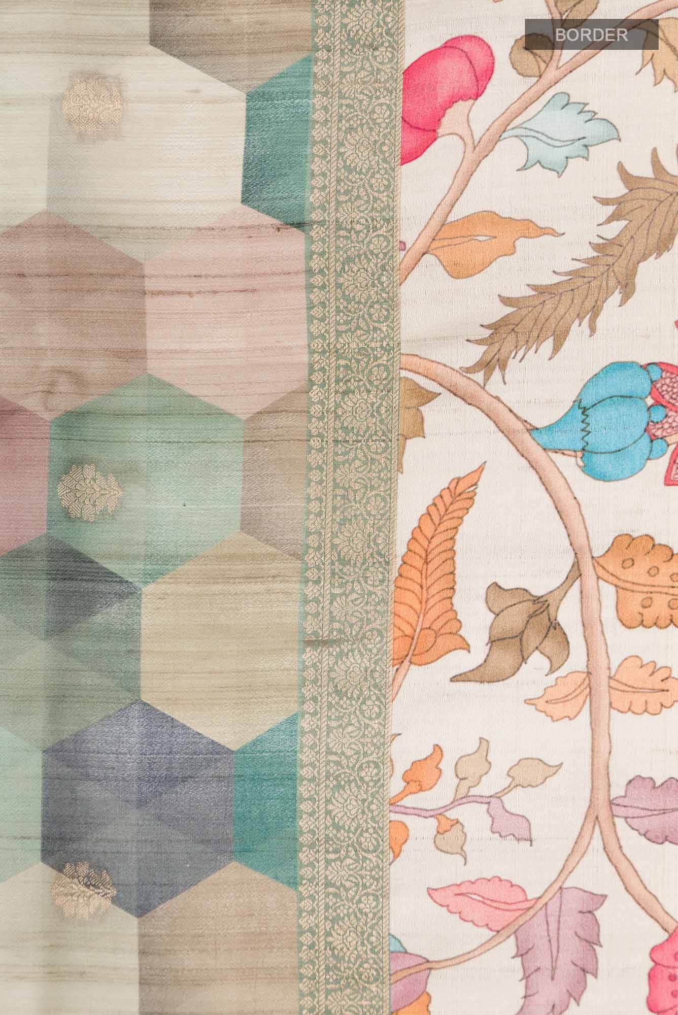Sage Green Bhagalpuri Tussar Silk Saree