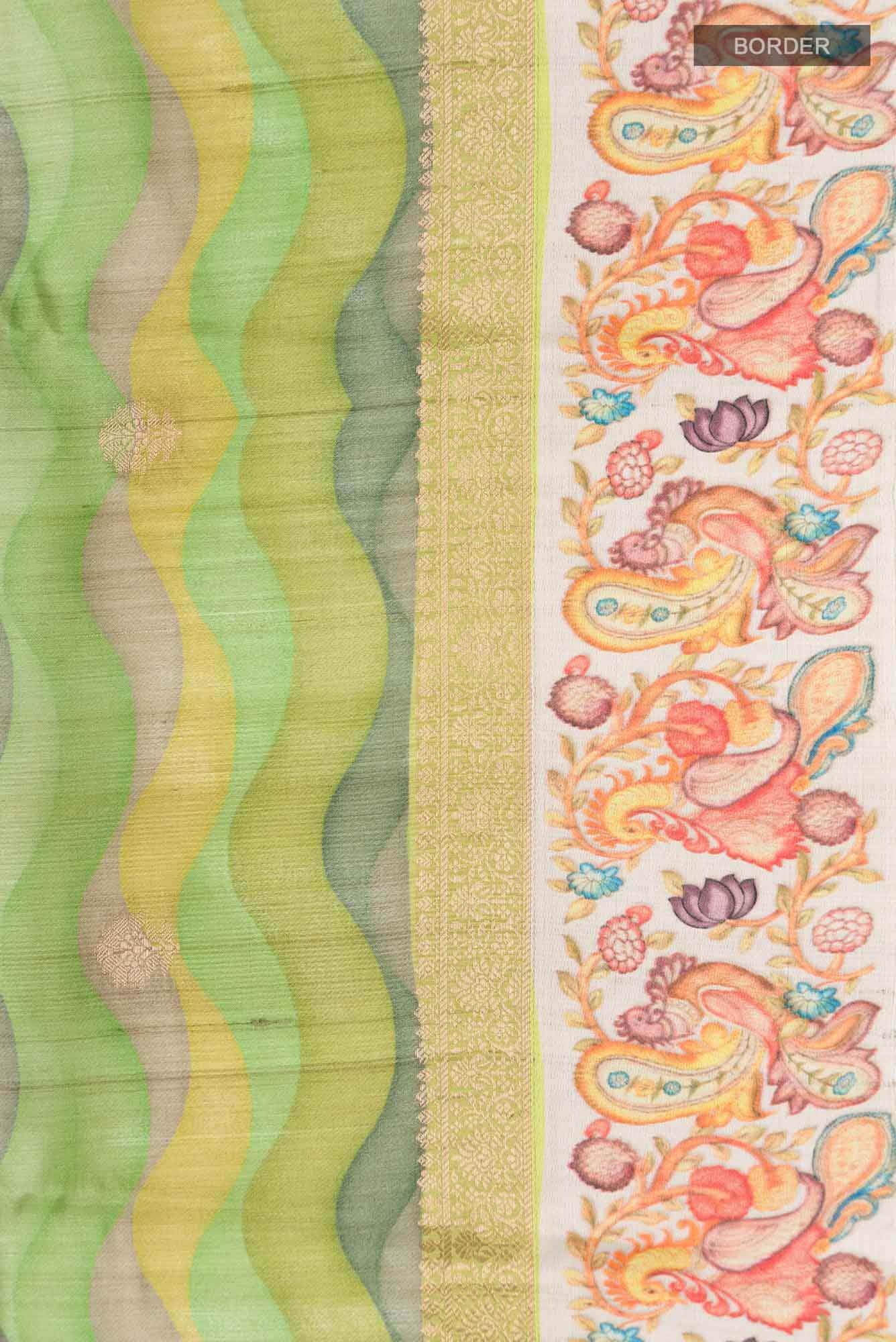 Green Bhagalpuri Tussar Silk Saree