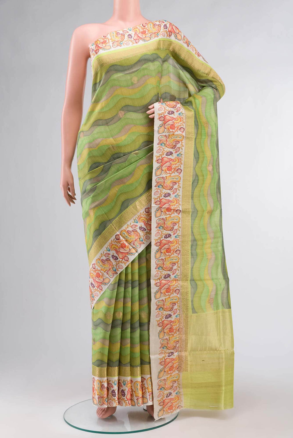 Green Bhagalpuri Tussar Silk Saree