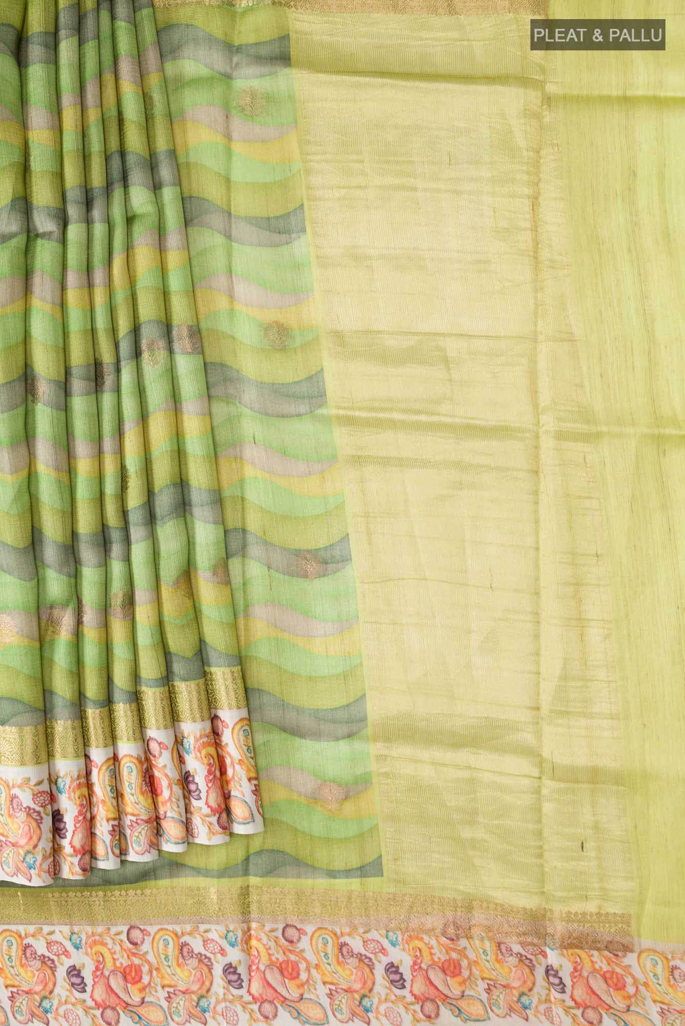 Green Bhagalpuri Tussar Silk Saree