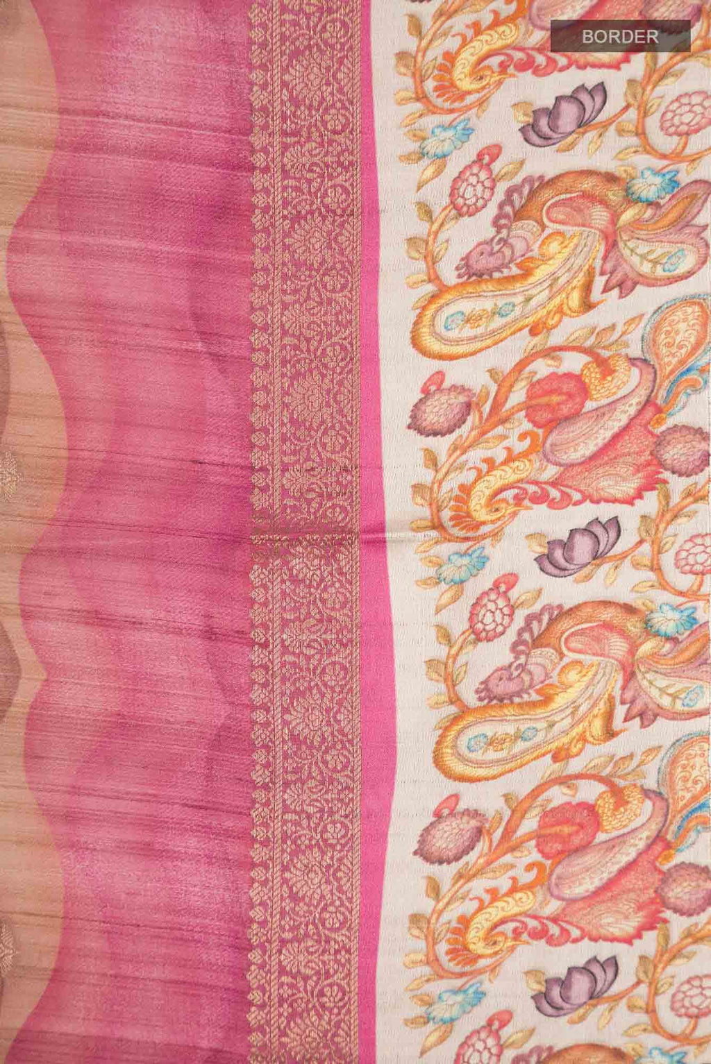 Pink Tussar Silk Saree