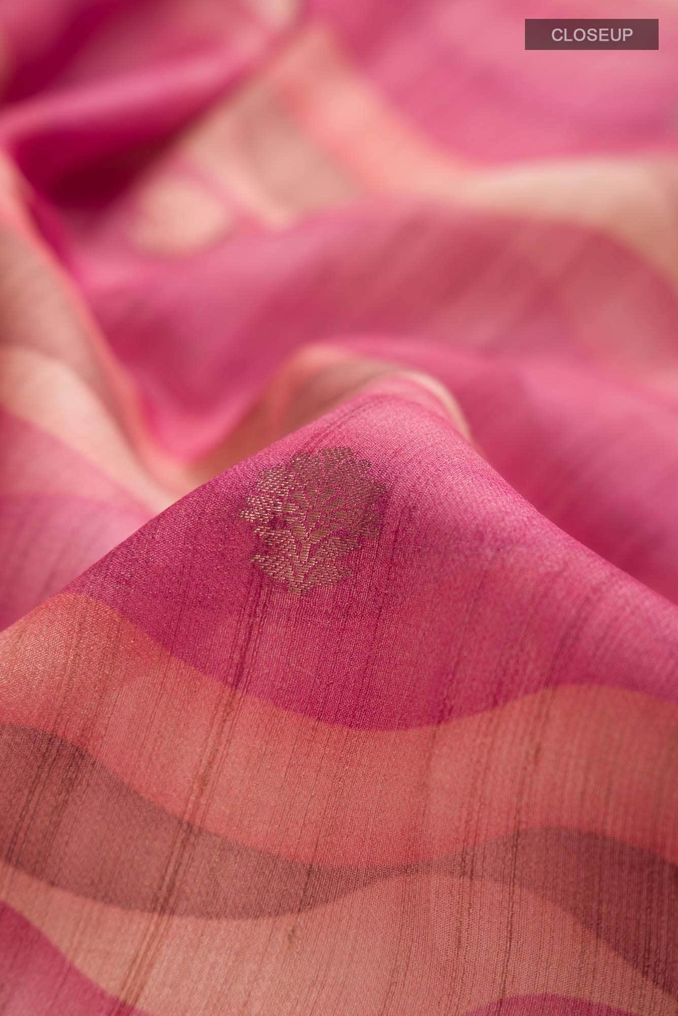 Pink Tussar Silk Saree