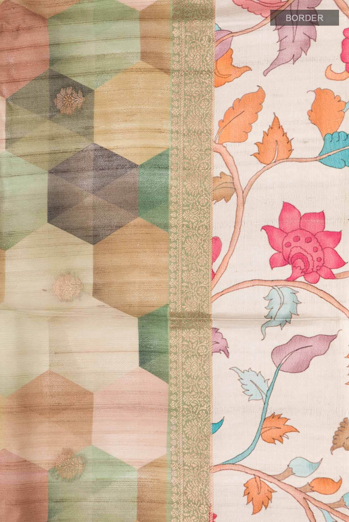 Green Tussar Silk Saree