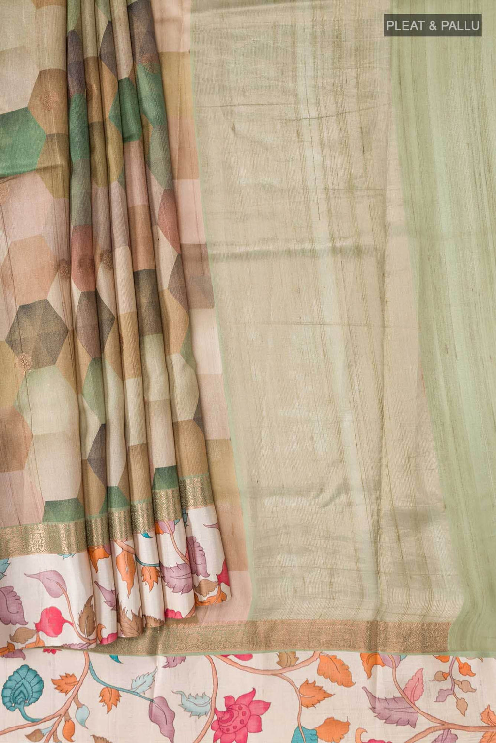 Green Tussar Silk Saree