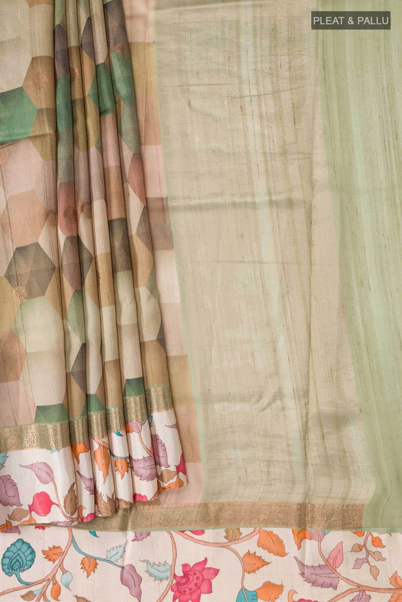 Green Tussar Silk Saree