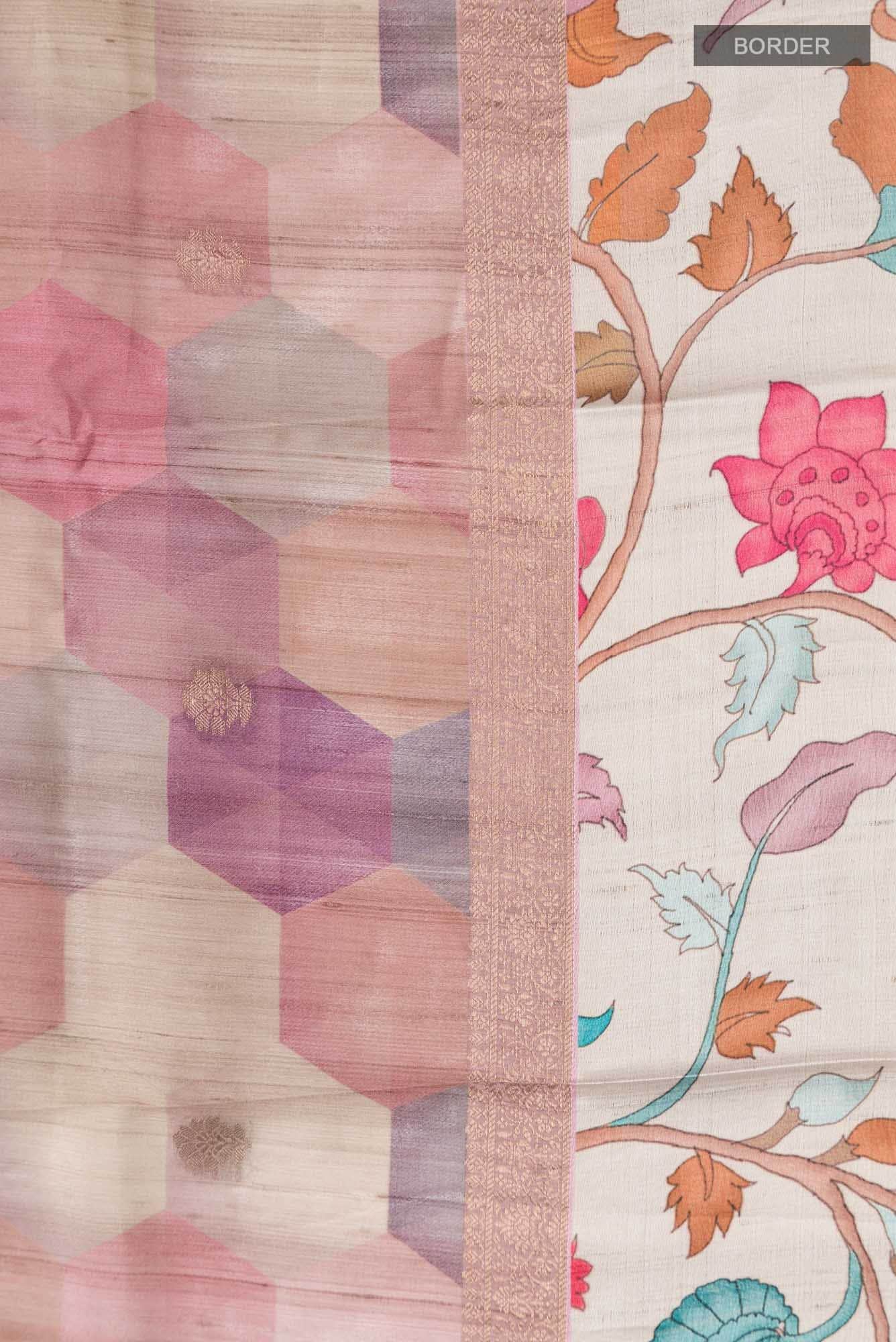 Mauve Bhagalpuri Tussar Silk Saree