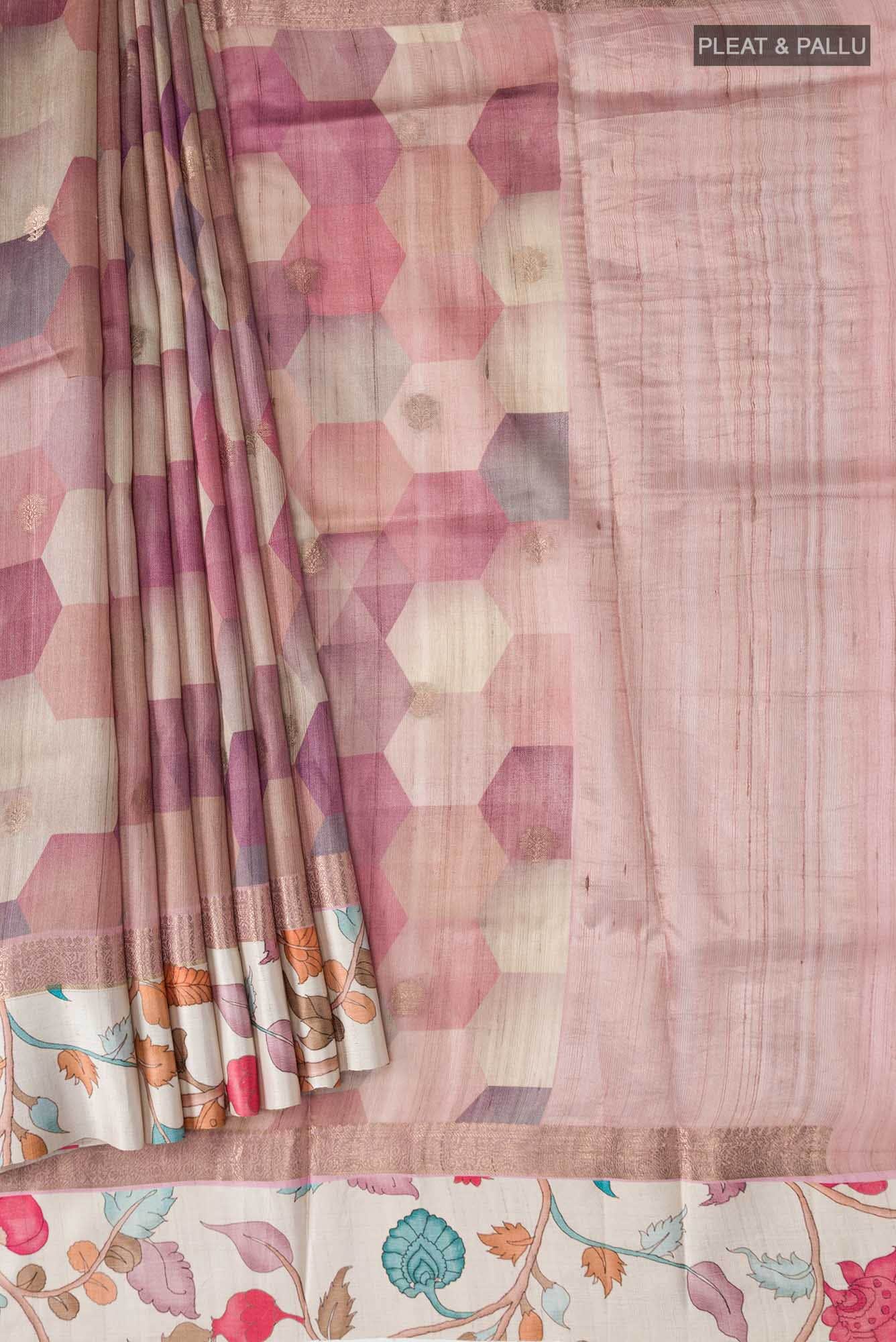 Mauve Bhagalpuri Tussar Silk Saree