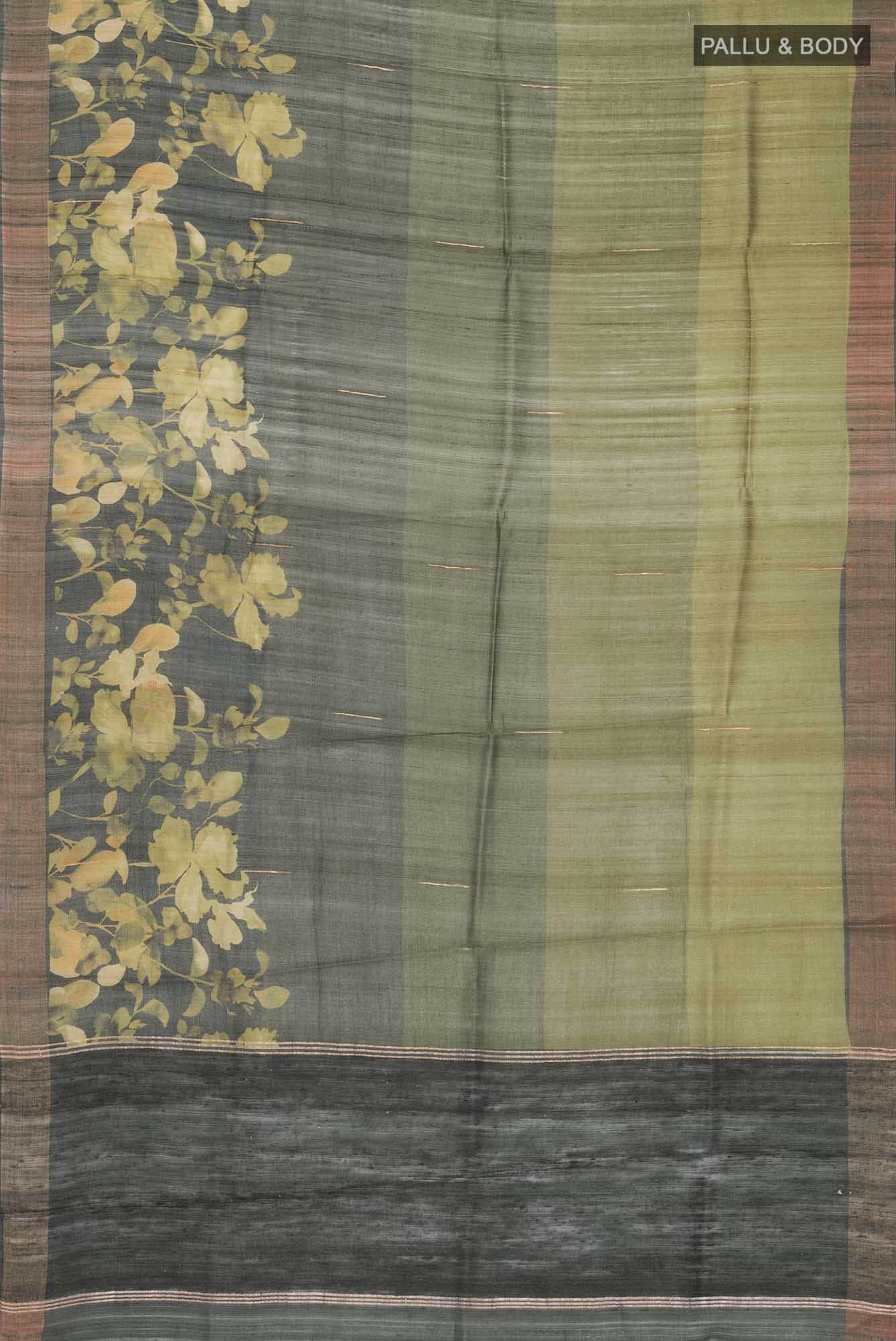 Green Bhagalpuri Tussar Silk Saree