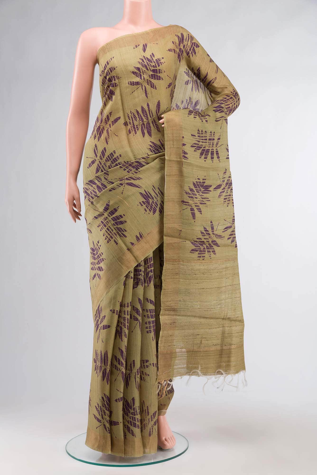 Green Bhagalpuri Tussar Silk Saree