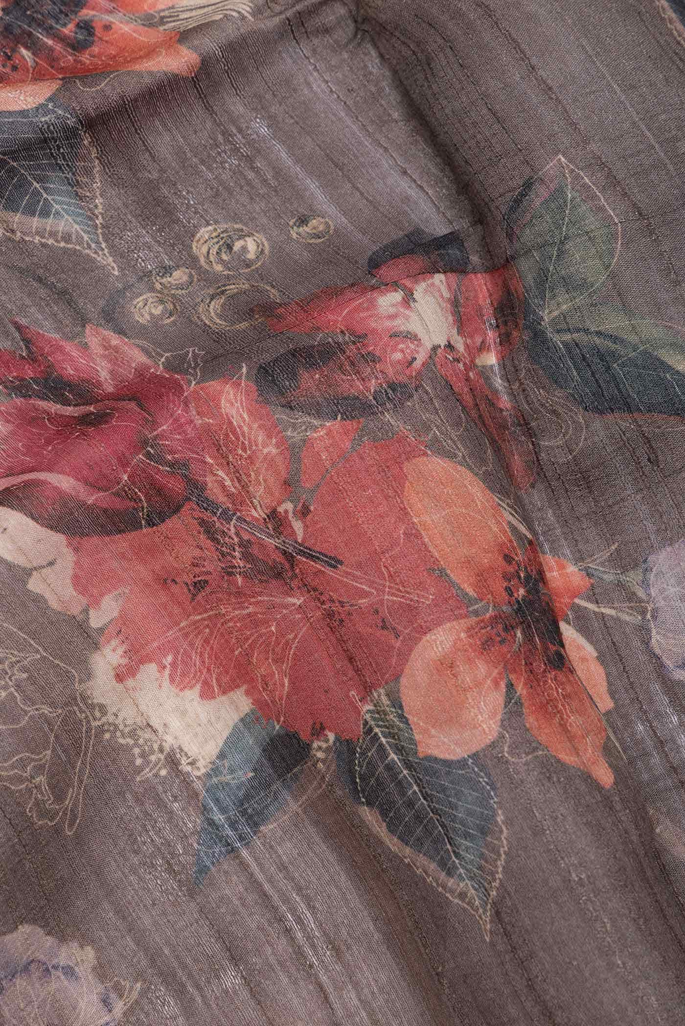 Grey Dual Tone Tussar Silk Saree