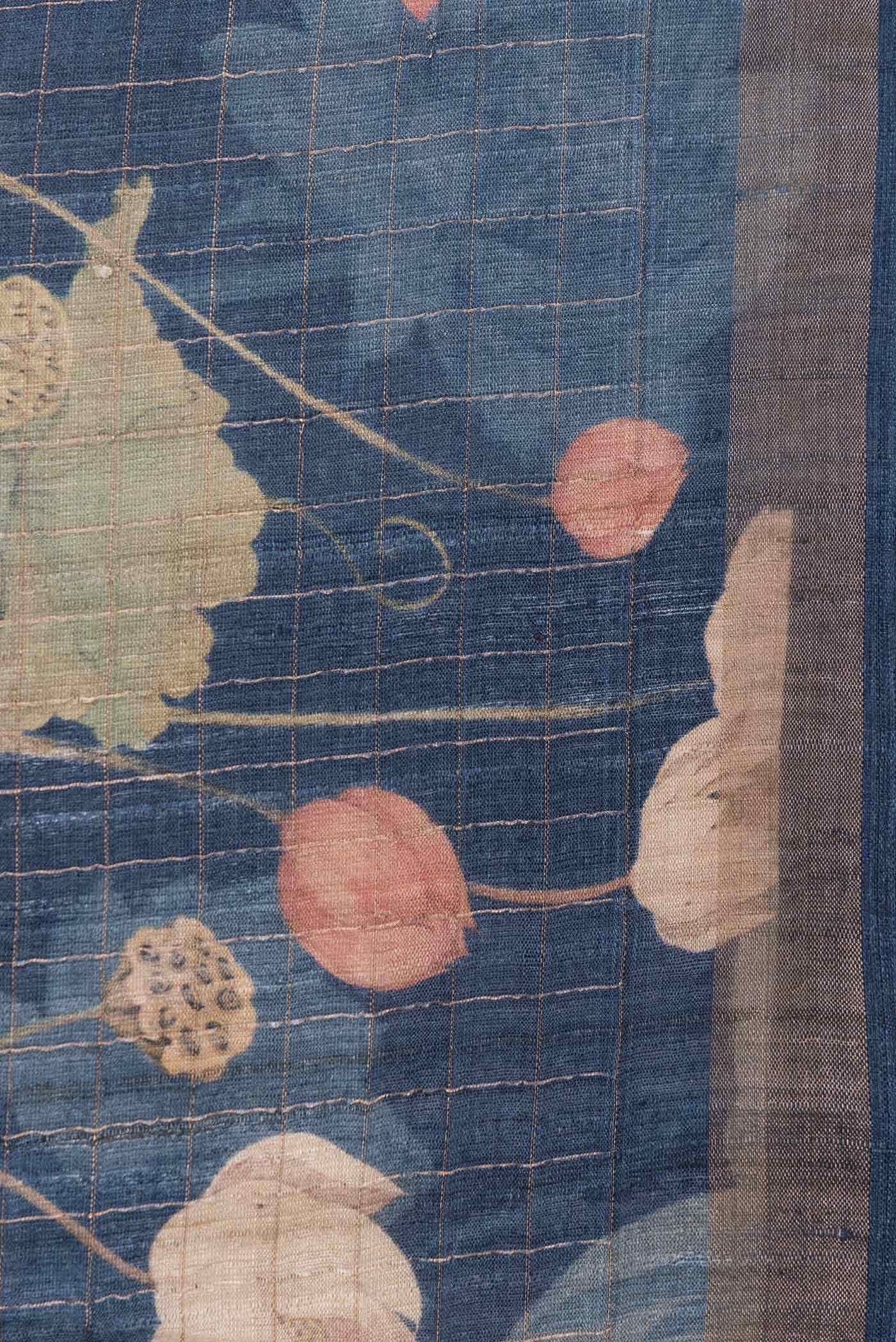 Navy Blue Dual Tone Tussar Silk Saree