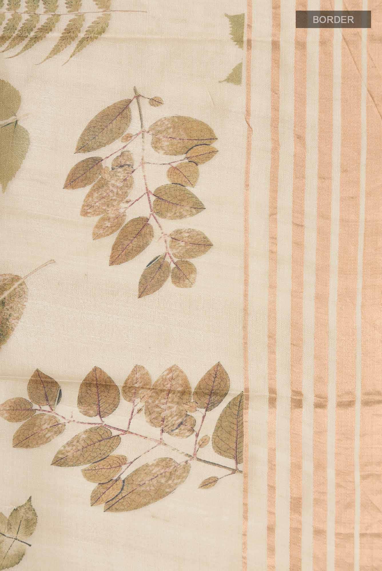 Beige Bhagalpuri Tussar Silk Saree
