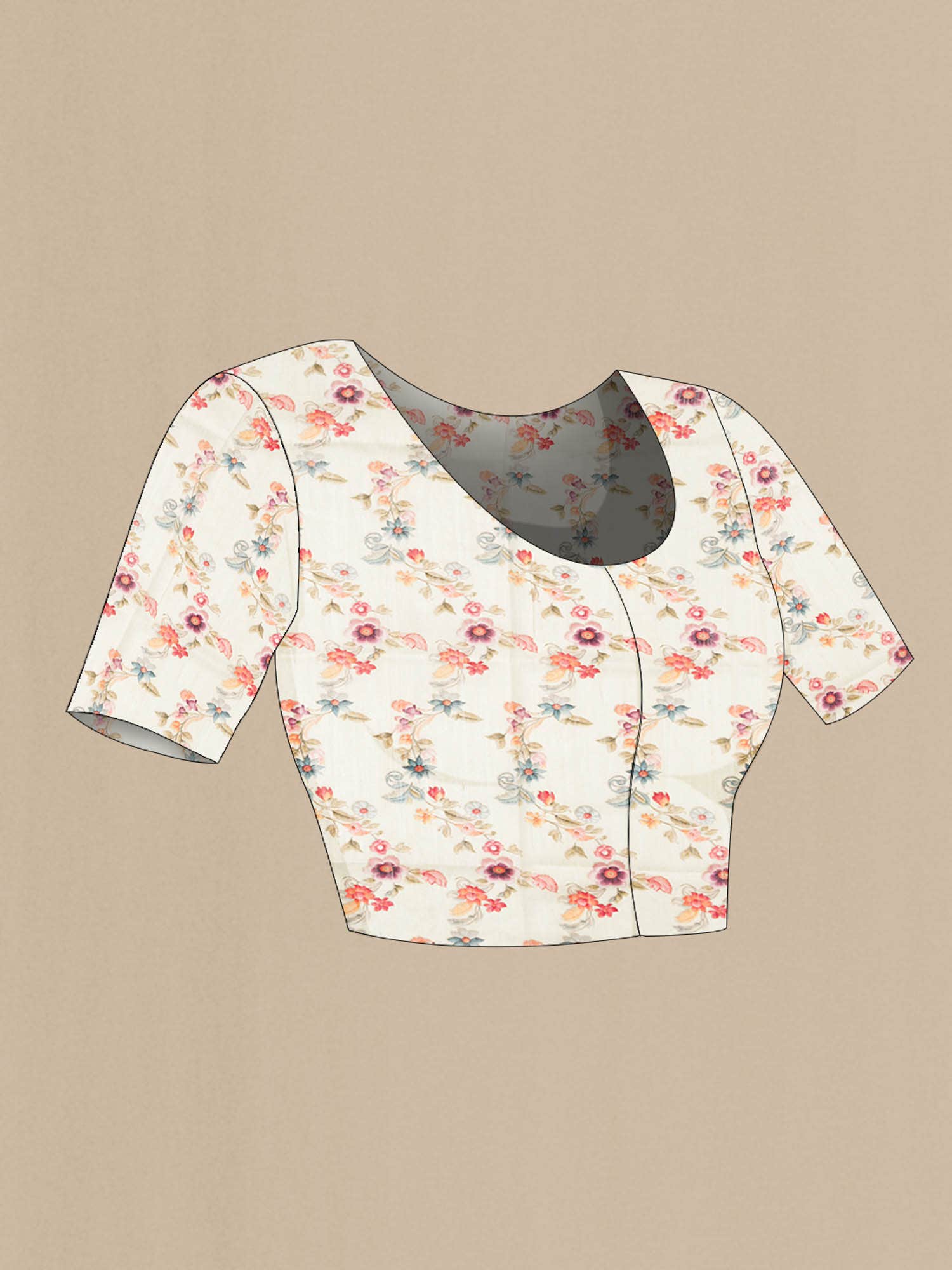 Beige Tussar Silk Saree