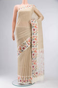 Beige Tussar Silk Saree