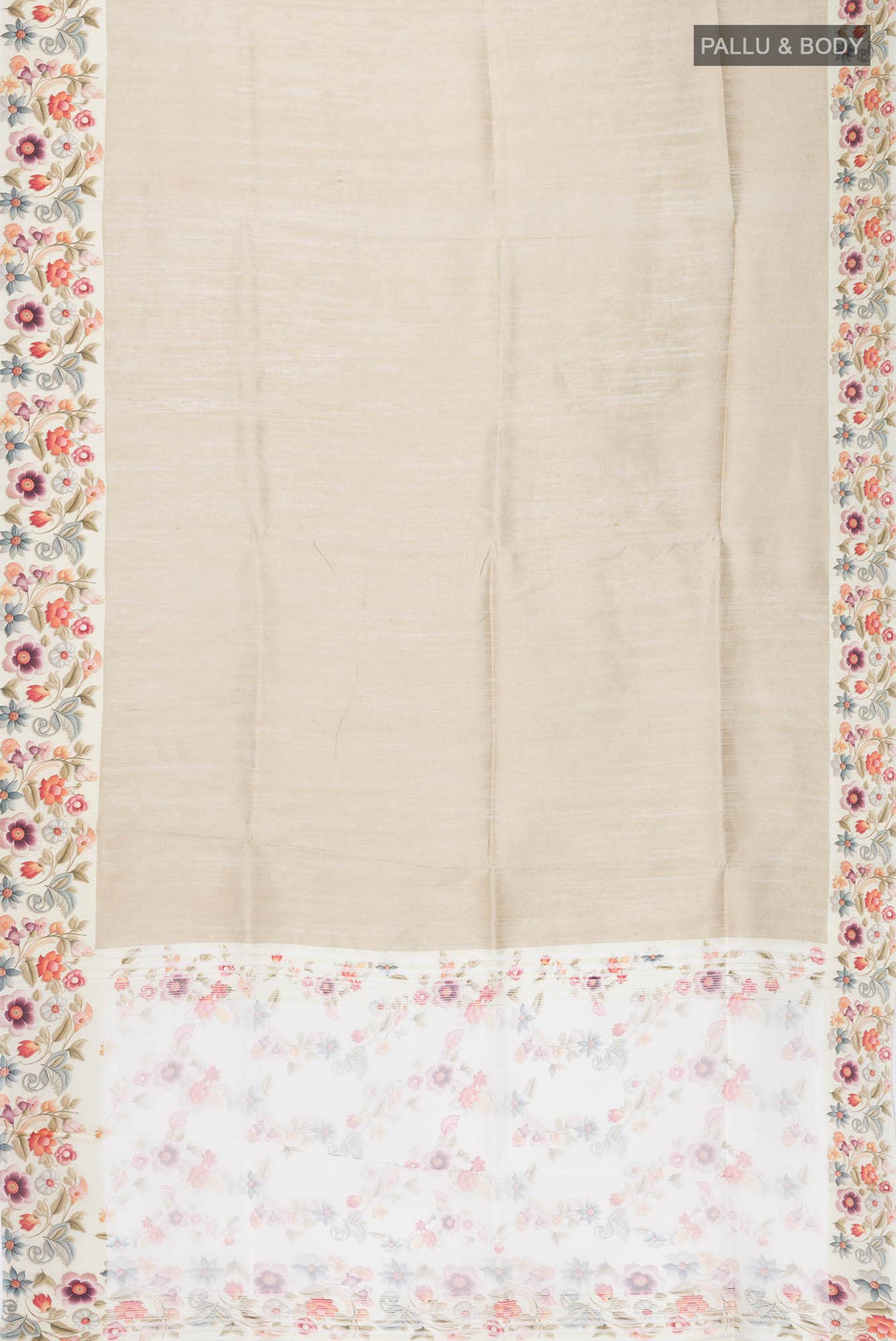 Beige Tussar Silk Saree