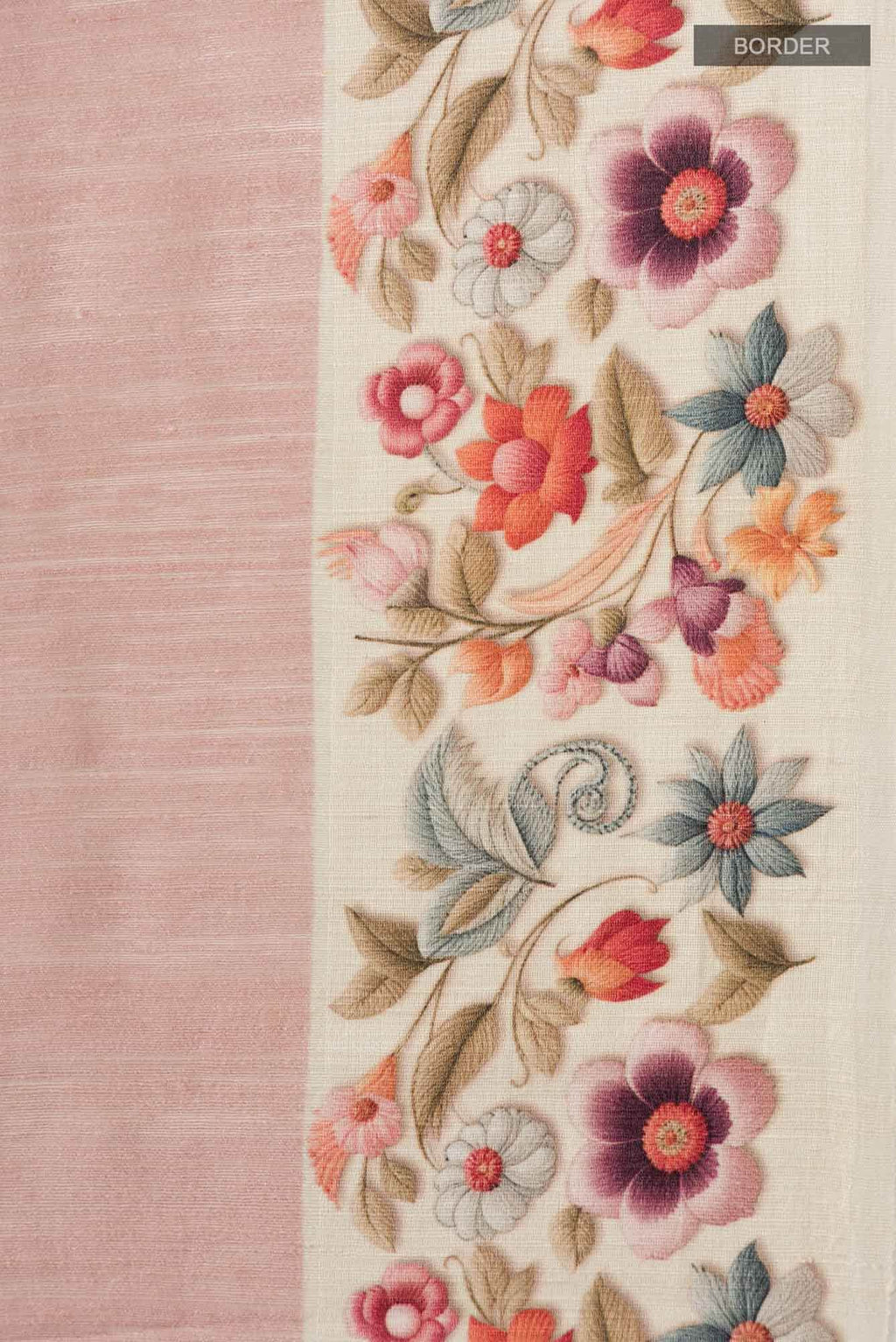 Pink Tussar Silk Saree
