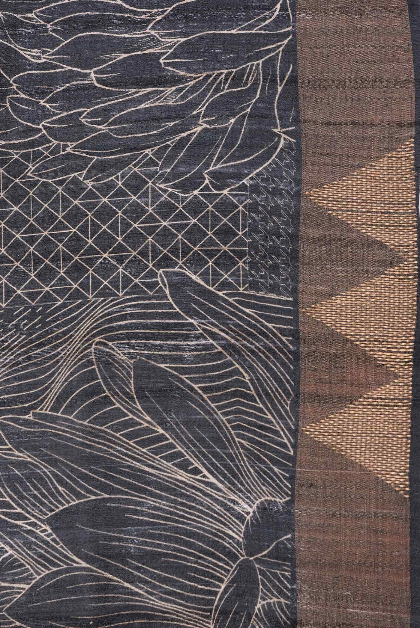 Black Dual Tone Tussar Silk Saree