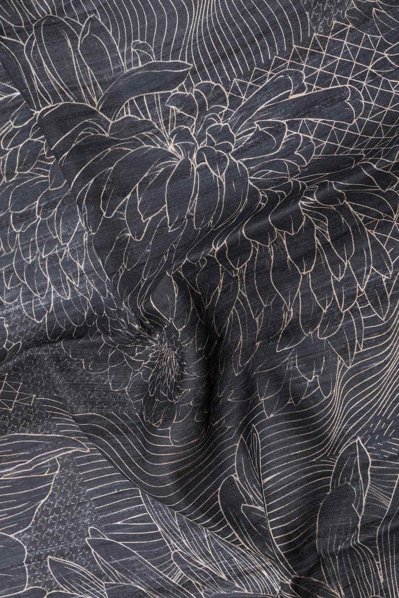 Black Dual Tone Tussar Silk Saree
