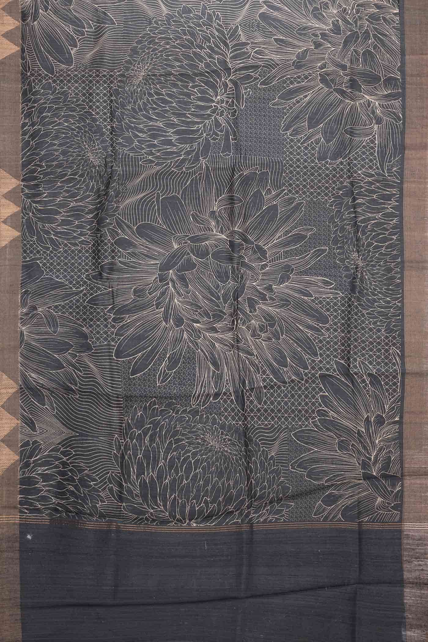 Black Dual Tone Tussar Silk Saree