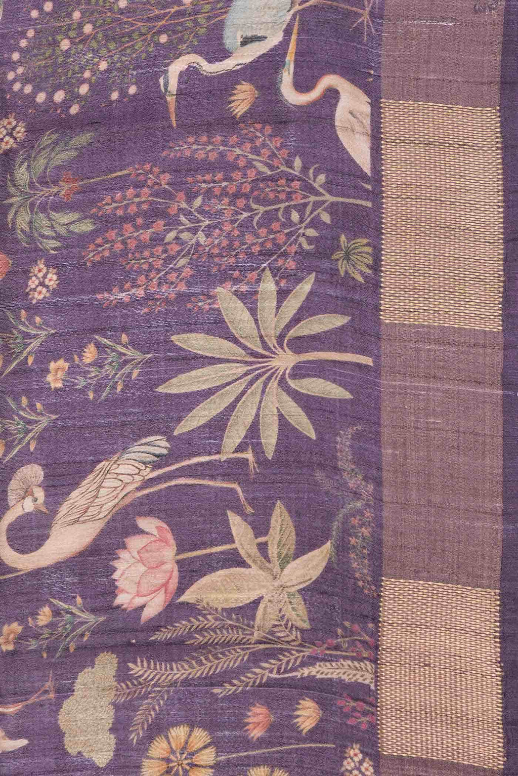 Burgundy Dual Tone Tussar Silk Saree