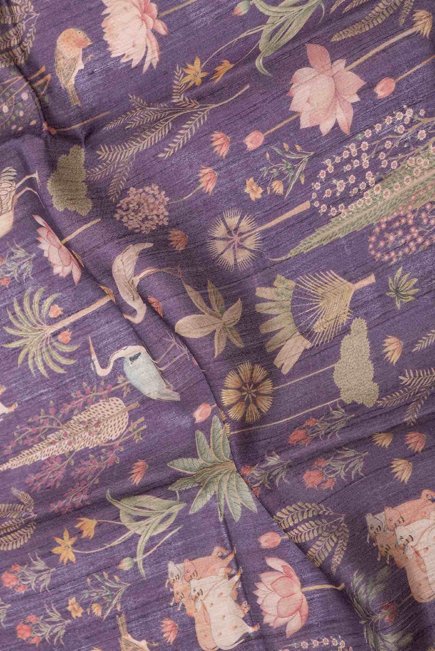 Burgundy Dual Tone Tussar Silk Saree