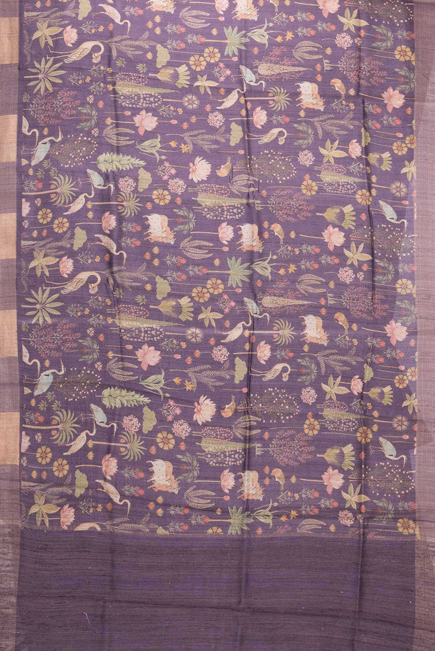 Burgundy Dual Tone Tussar Silk Saree