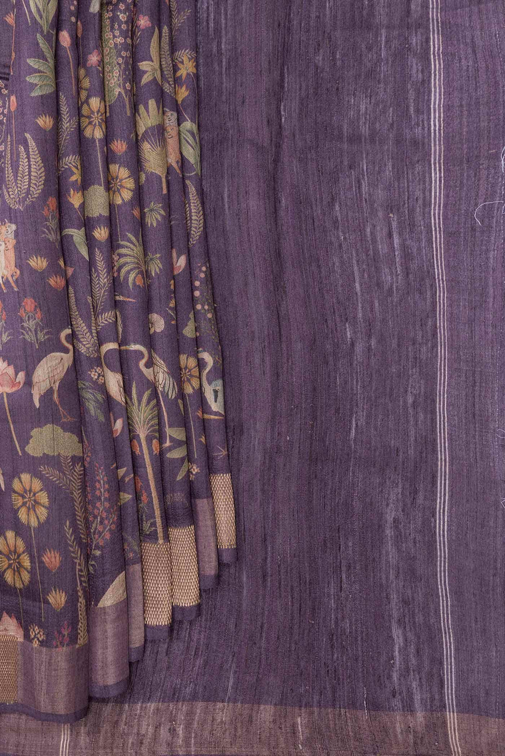 Burgundy Dual Tone Tussar Silk Saree