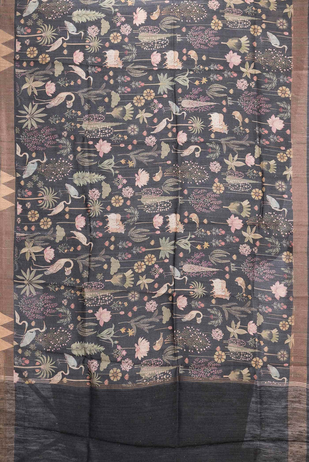 Black Dual Tone Tussar Silk Saree