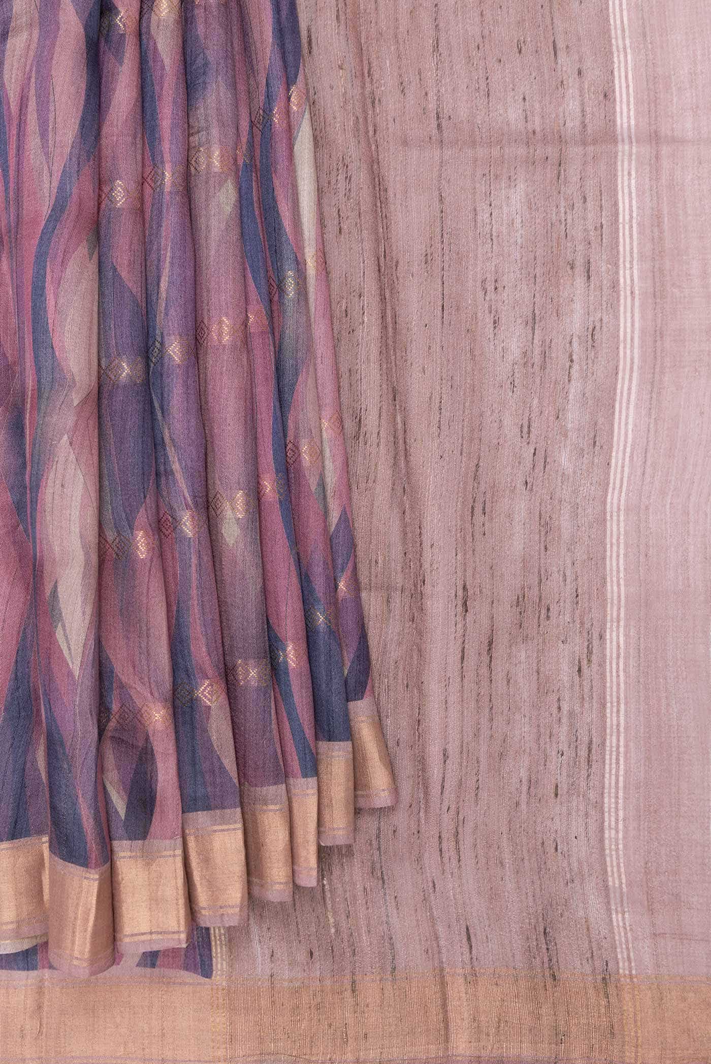 Dark Pink Dual Tone Tussar Silk Saree