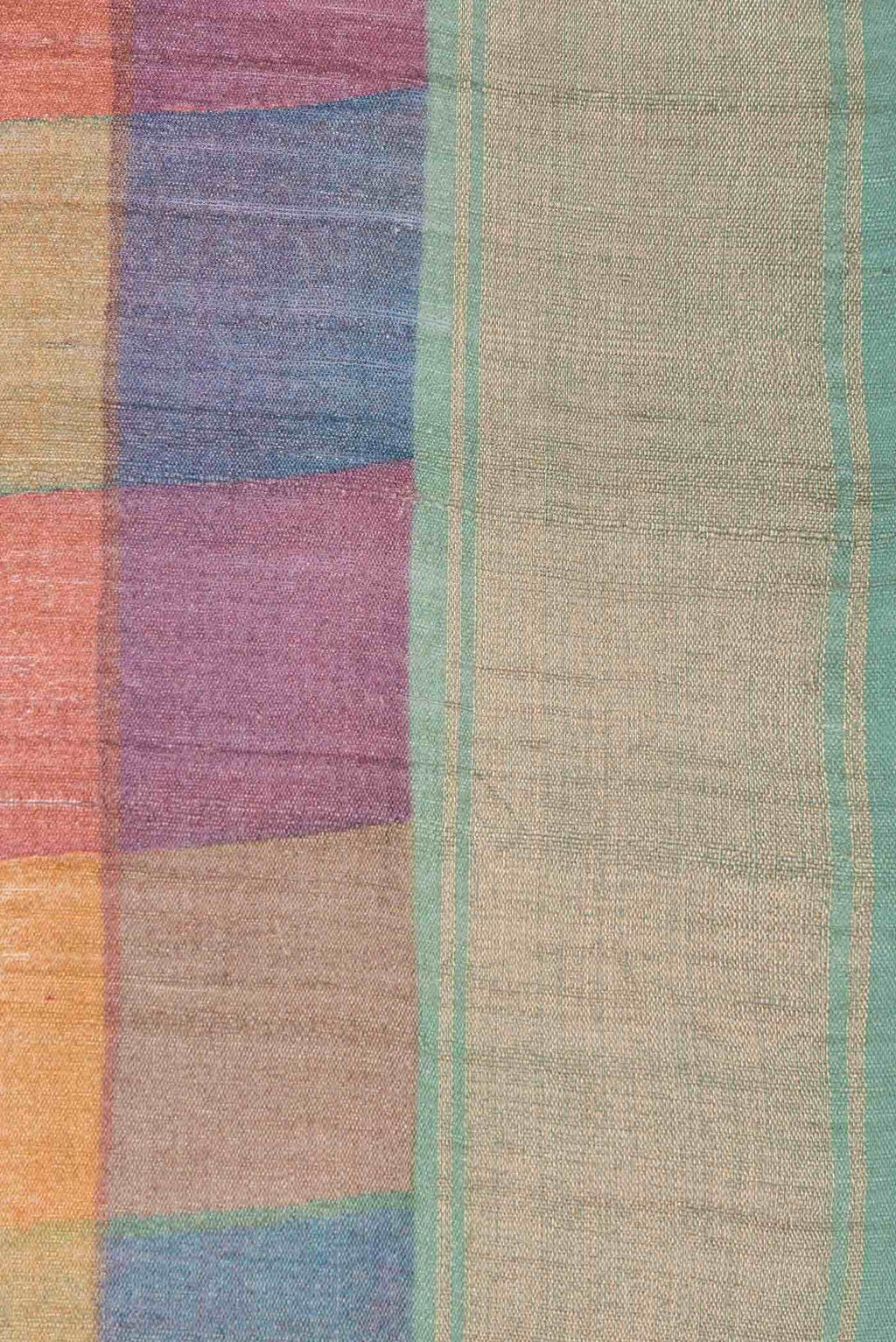 Dark Pink  Green and Mustard Dual Tone Tussar Silk Saree