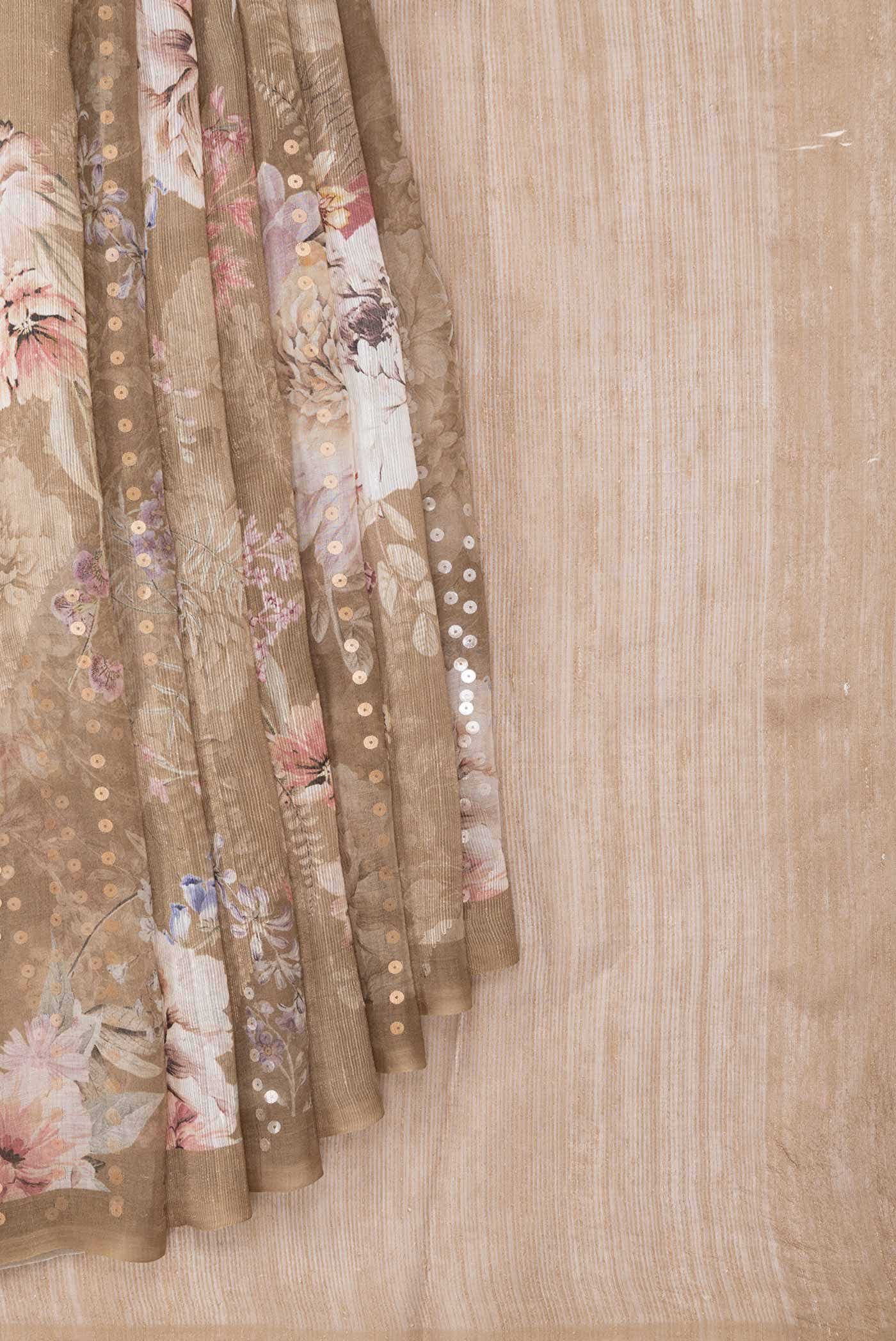 Beige Dual Tone Tussar Silk Saree