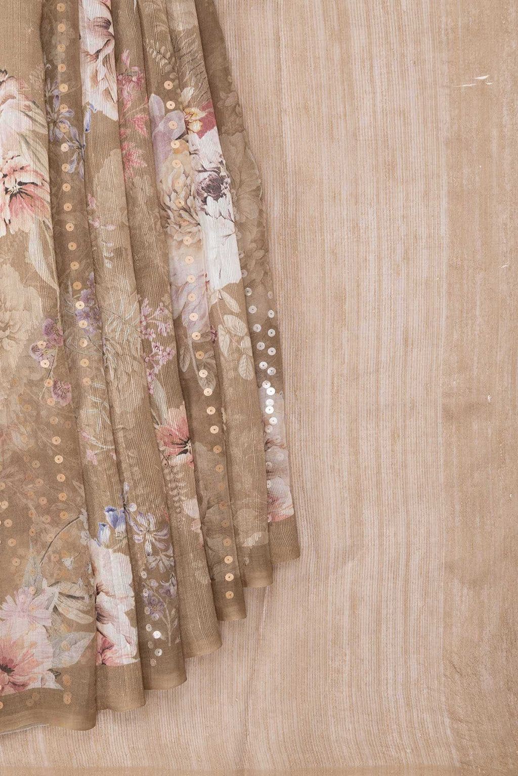 Beige Dual Tone Tussar Silk Saree