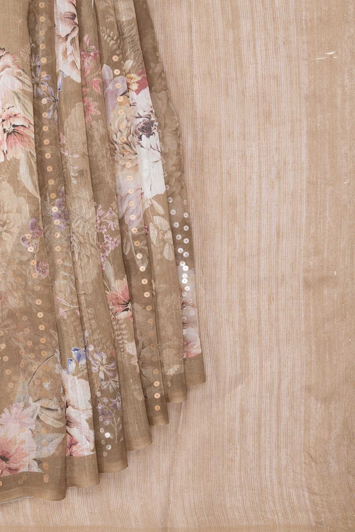Beige Dual Tone Tussar Silk Saree