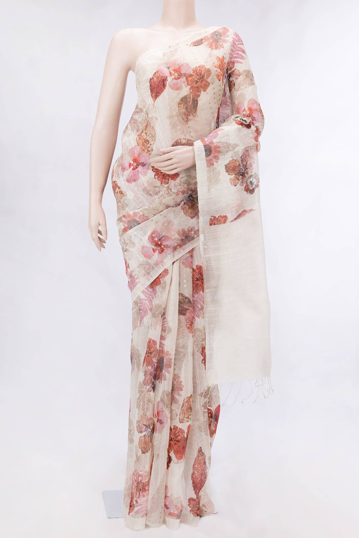 Off White Linen Saree