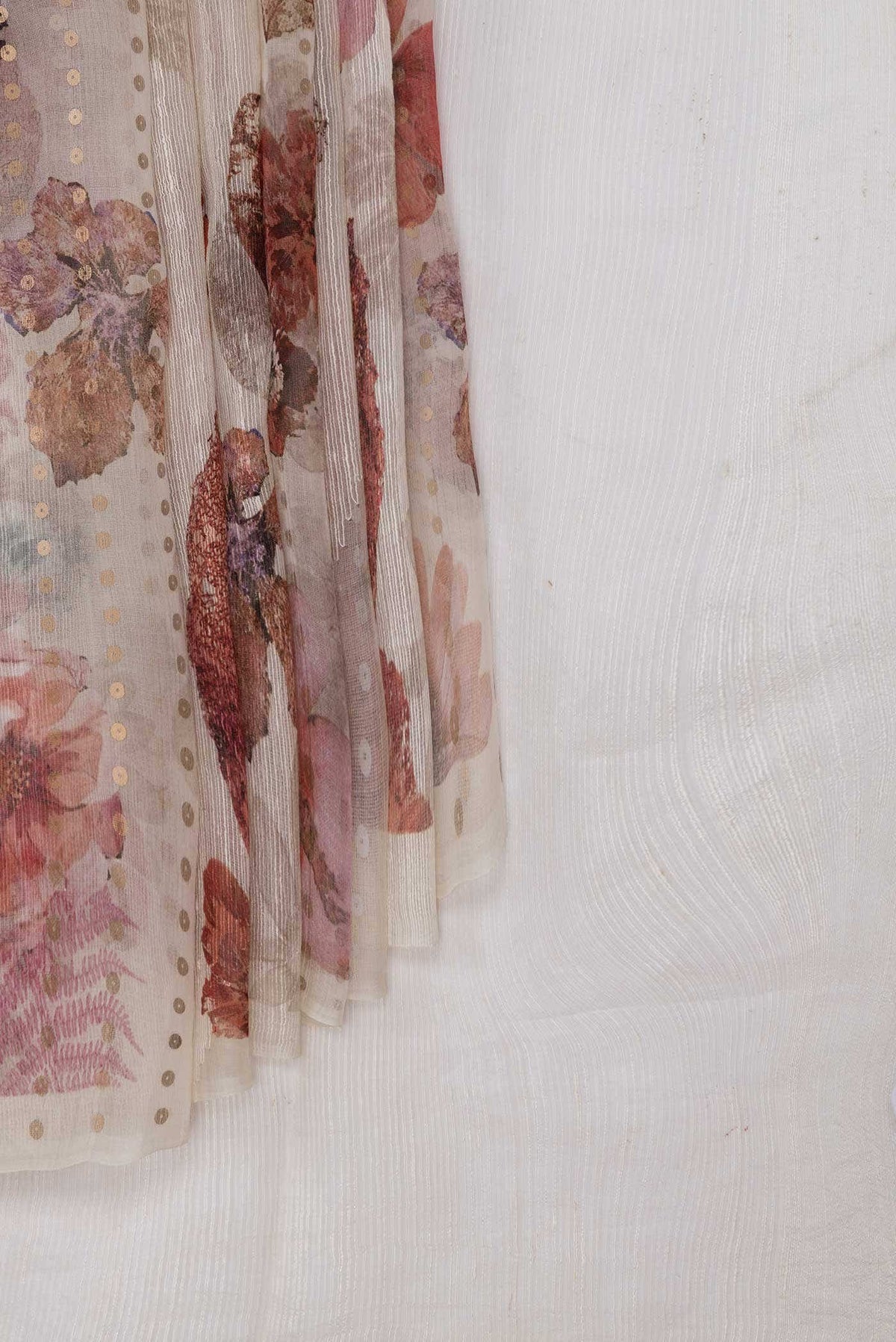 Off White Tussar Silk Saree