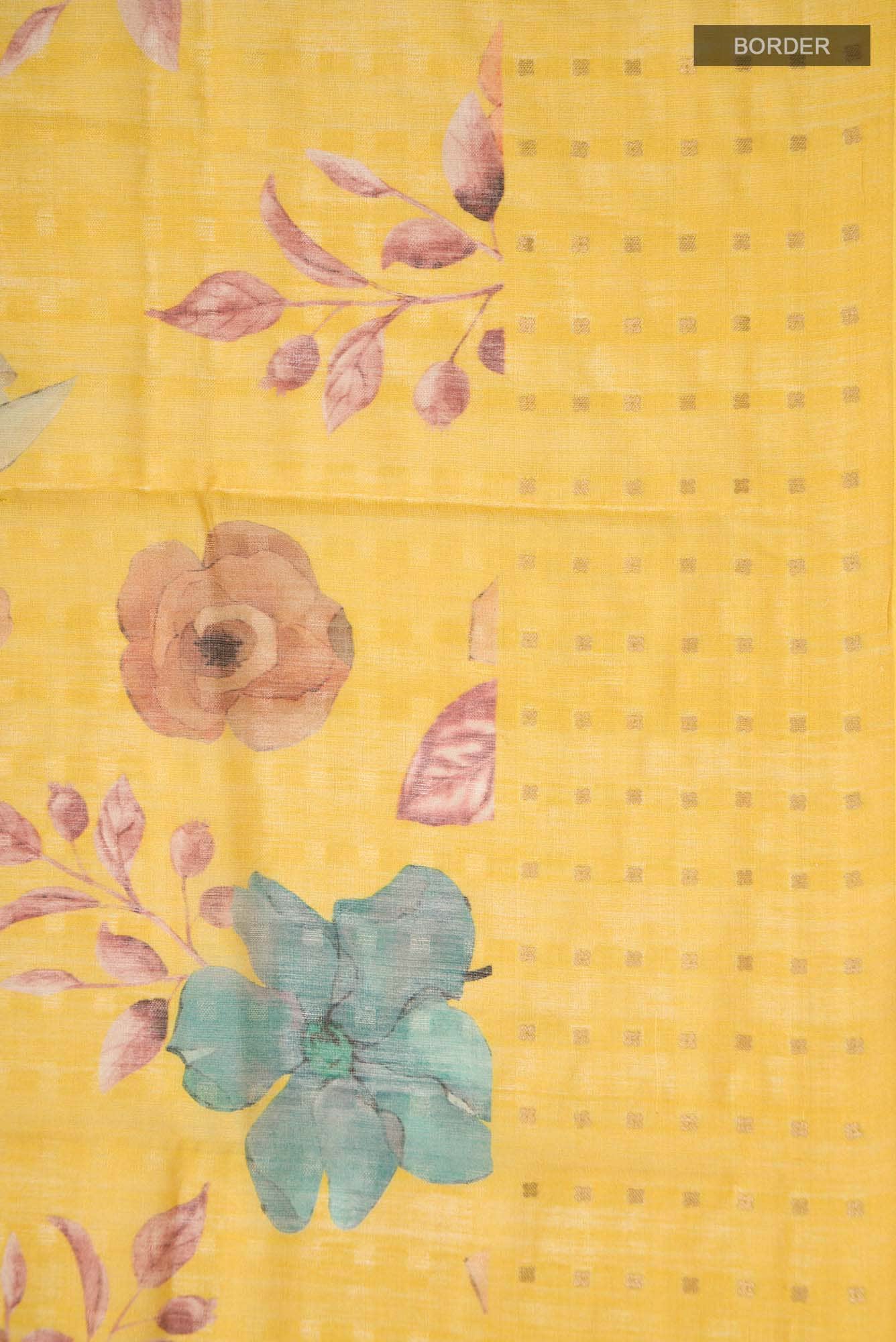Yellow Bhagalpuri Tussar Silk Saree