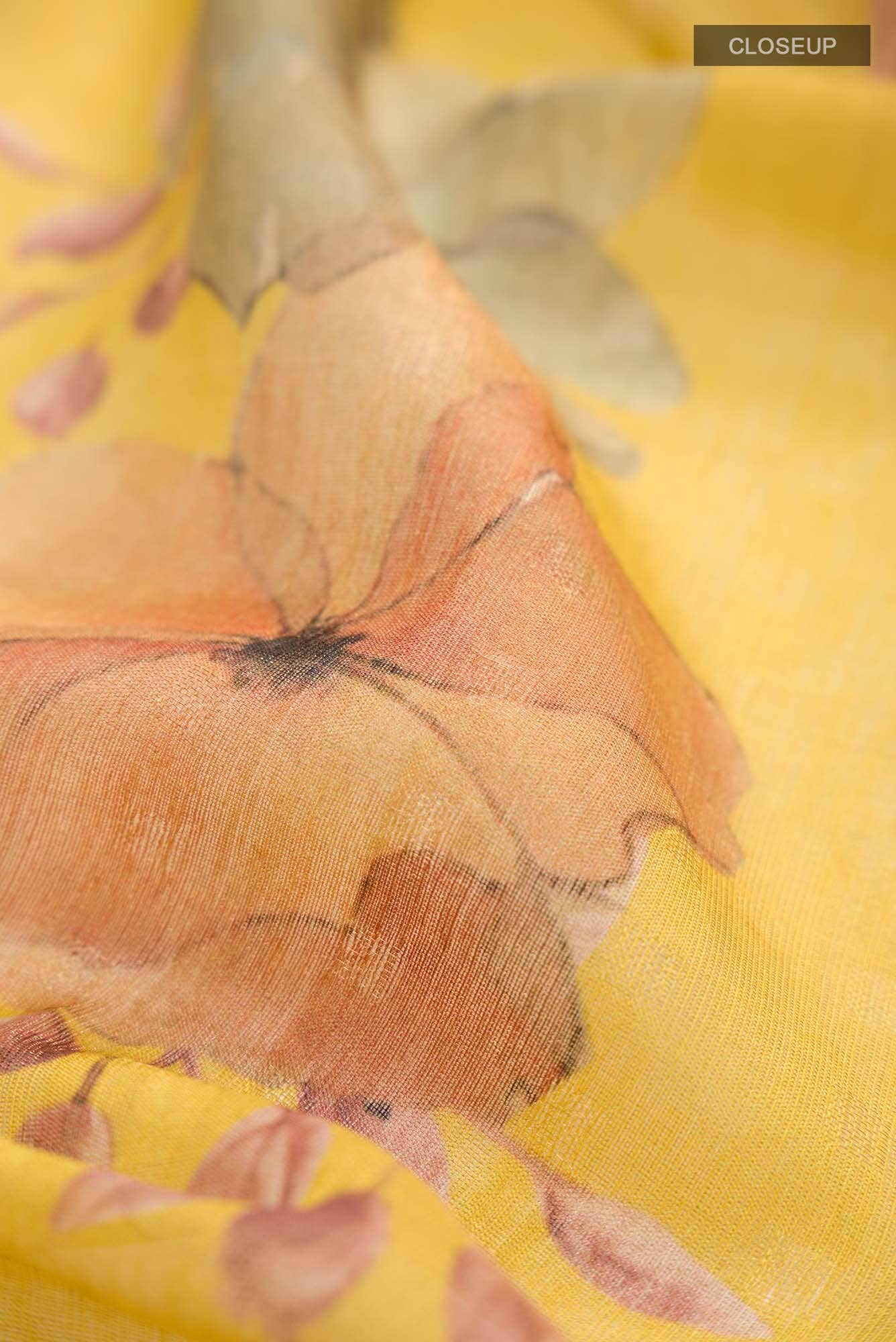 Yellow Bhagalpuri Tussar Silk Saree