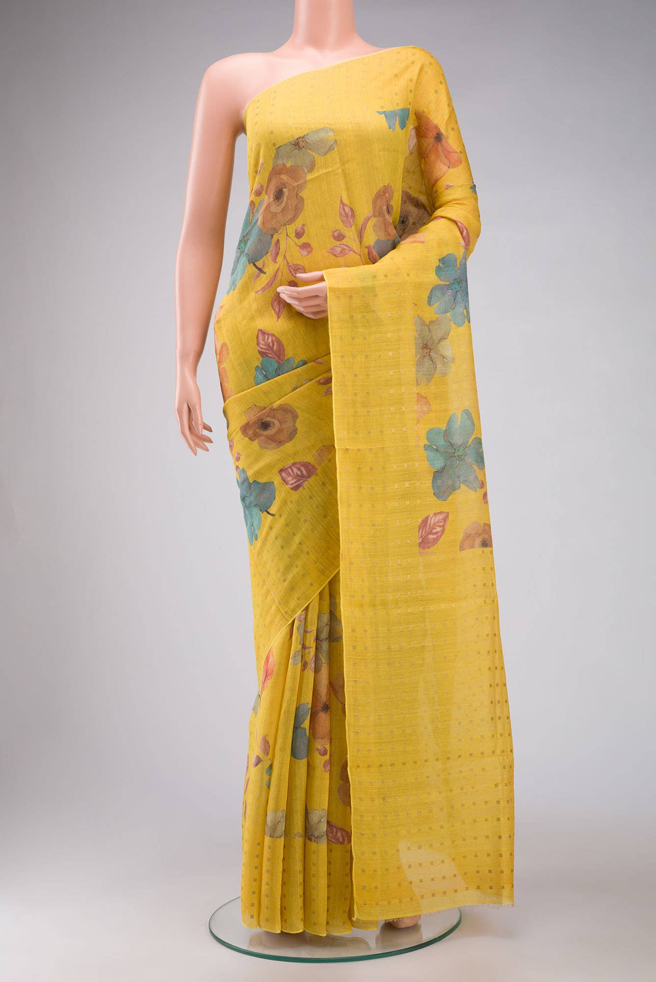 Yellow Bhagalpuri Tussar Silk Saree