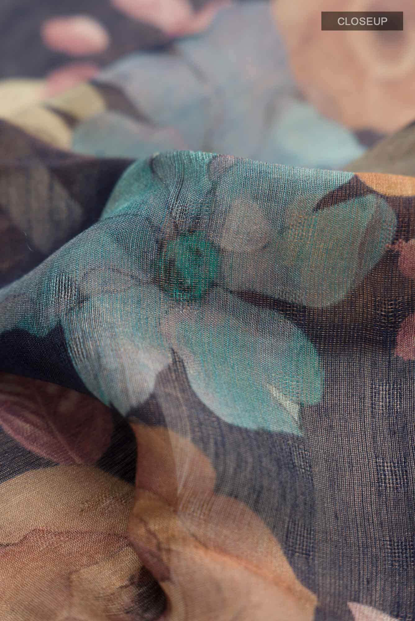 Blue Bhagalpuri Tussar Silk Saree