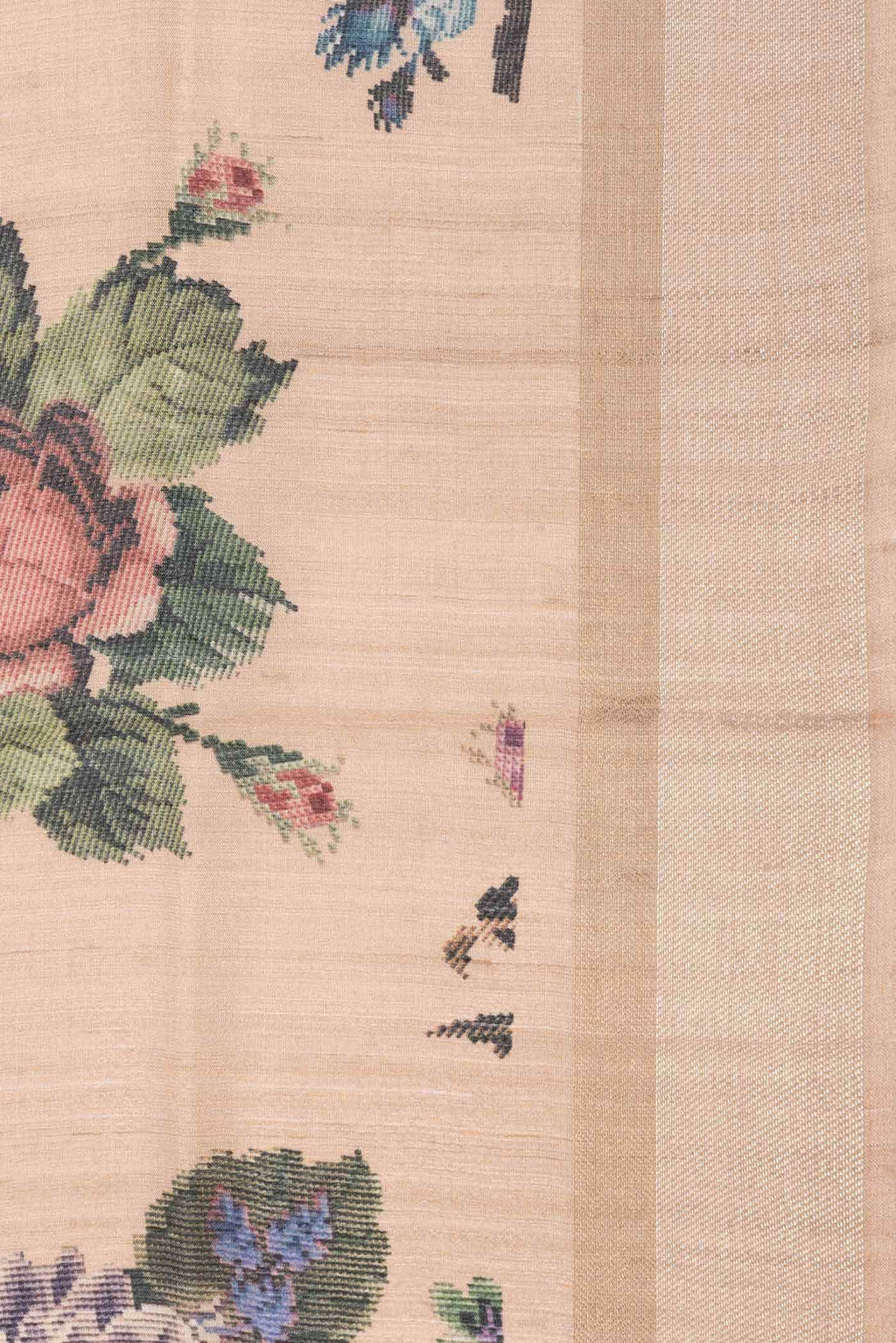 Peach Dual Tone Tussar Silk Saree