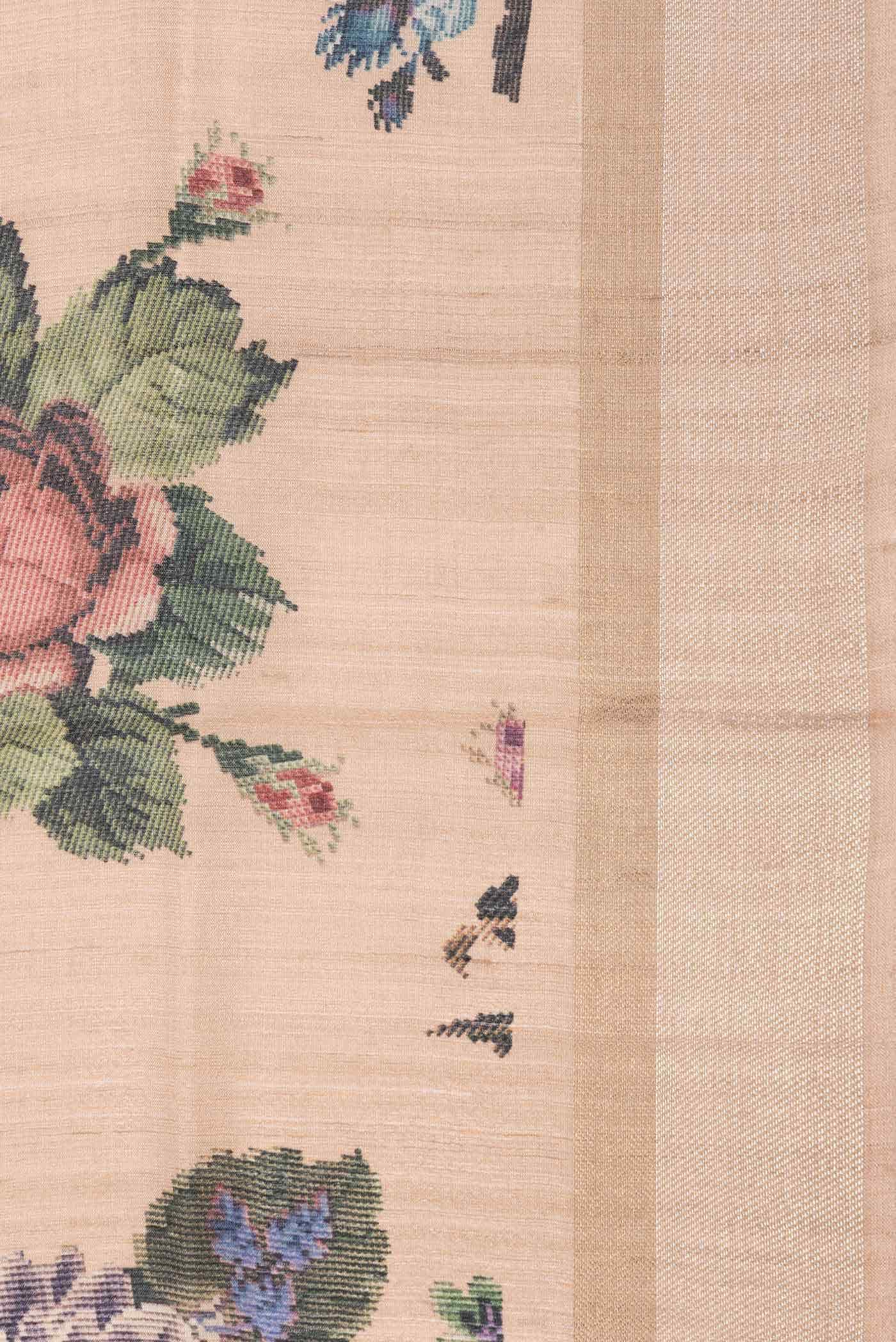 Peach Dual Tone Tussar Silk Saree