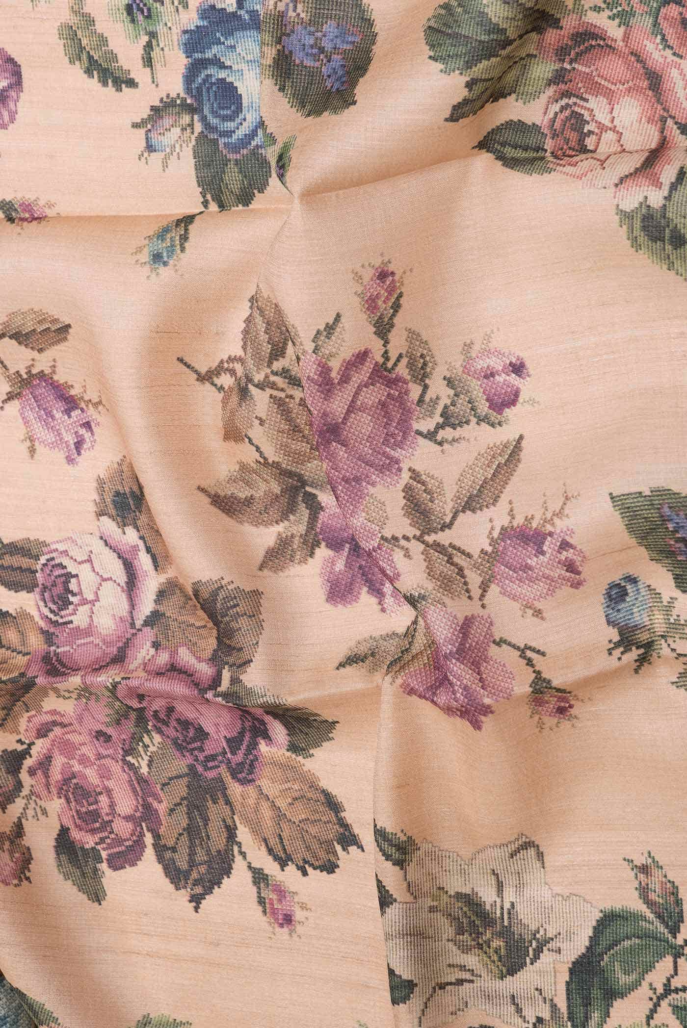 Peach Dual Tone Tussar Silk Saree