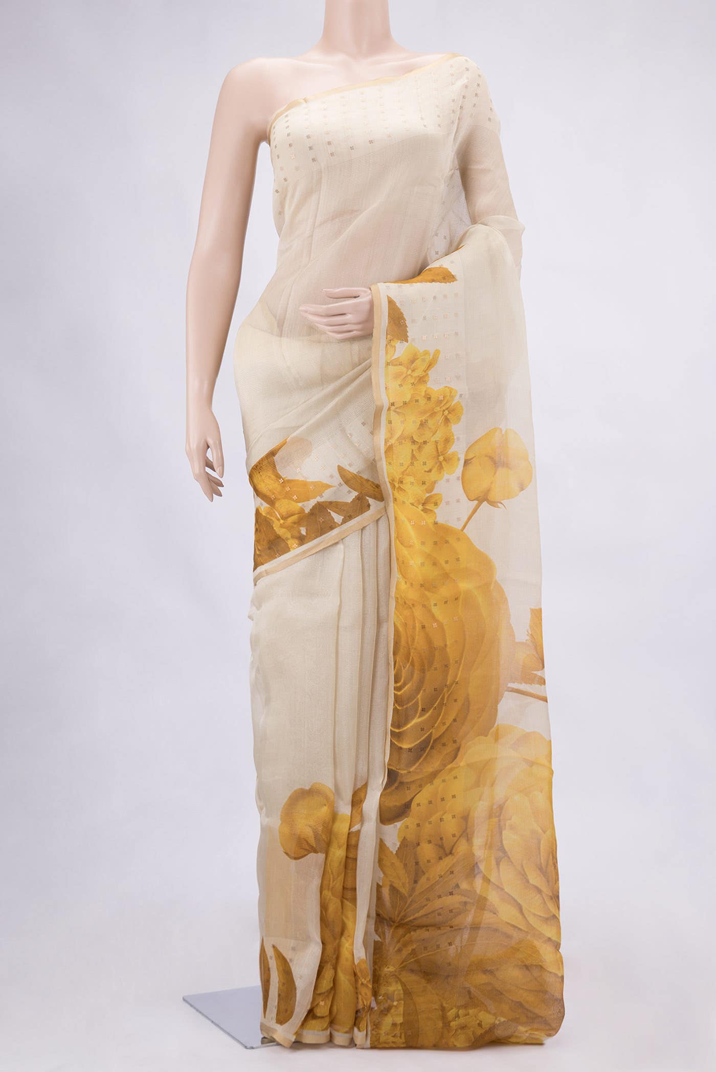 Beige Dual Tone Tussar Silk Saree