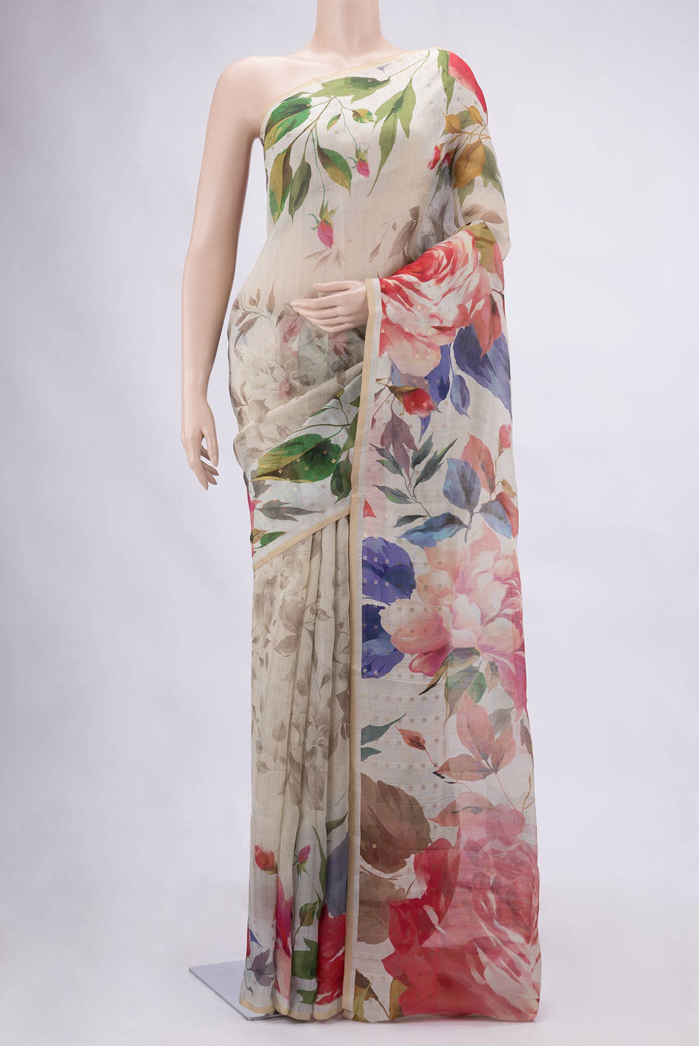 Beige Dual Tone Tussar Silk Saree