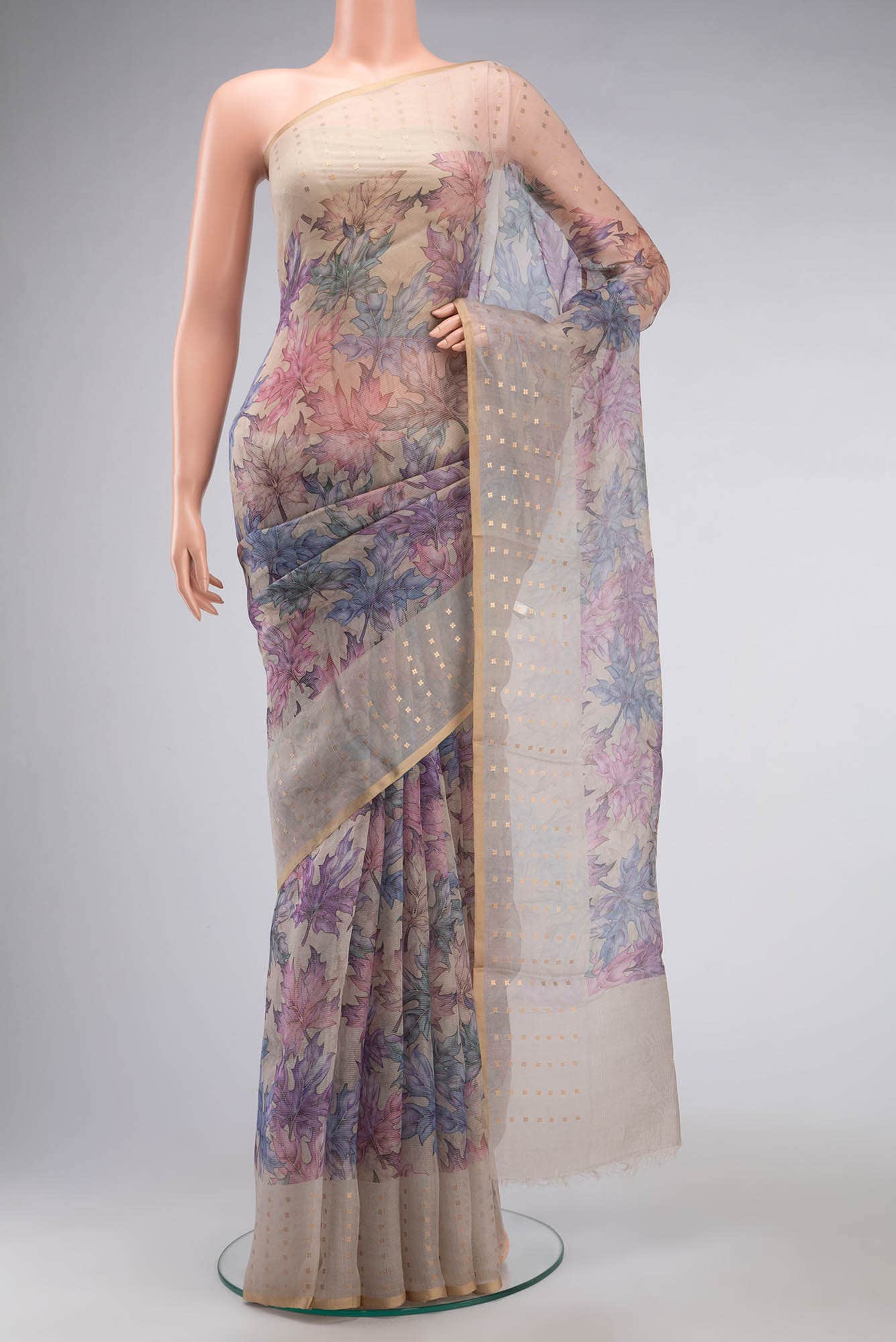 Grey Organza Silk Saree