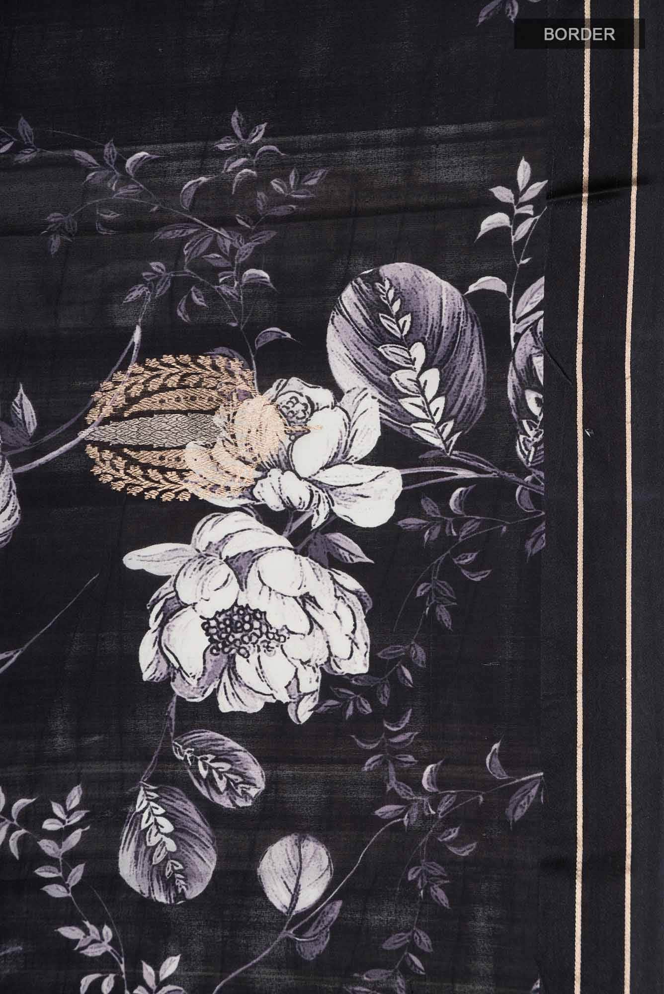 Black Banarasi Raw Silk Saree